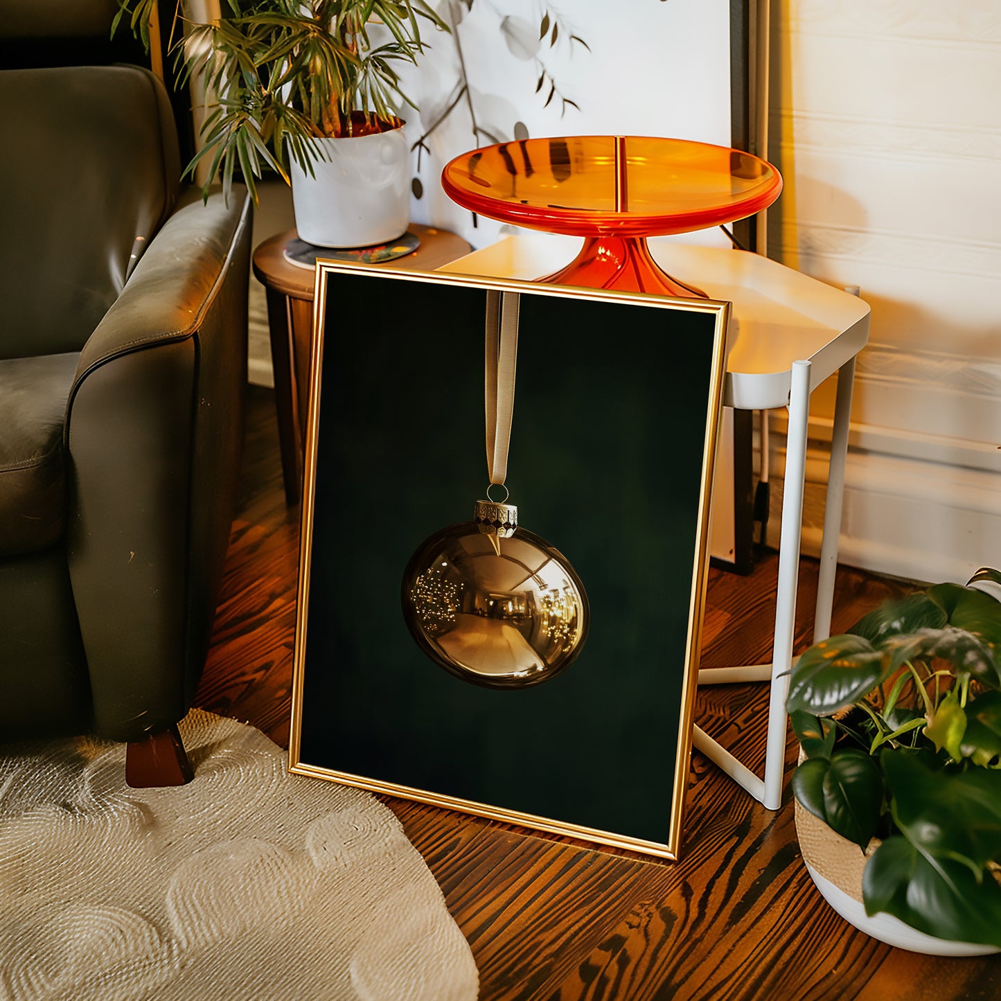 Golden Ornament Photography Print - Elegant Holiday Decor - Gallery Canvas image 6