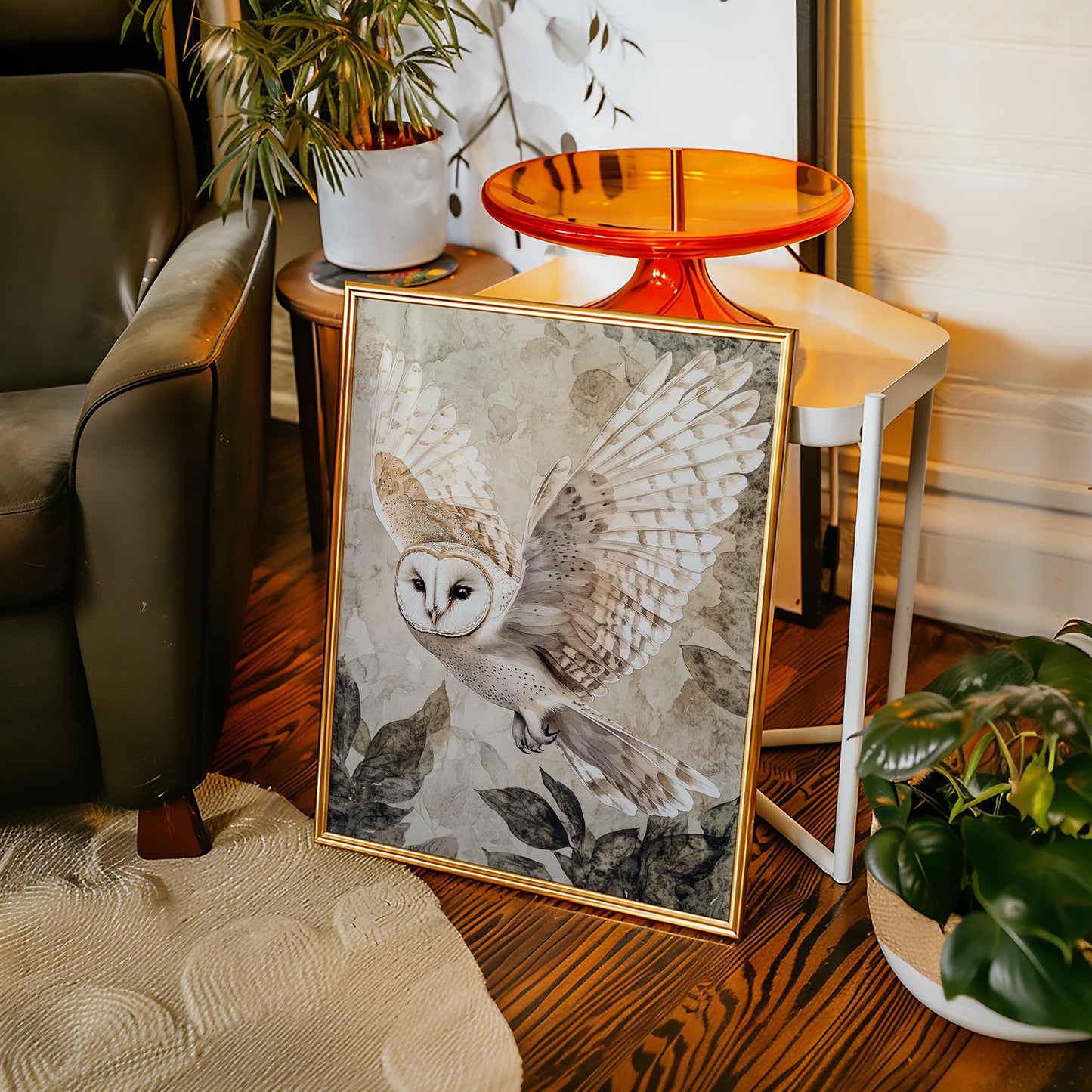 Barn Owl Watercolor Art Print - Nature Wildlife Decor - Gallery Canvas image 1