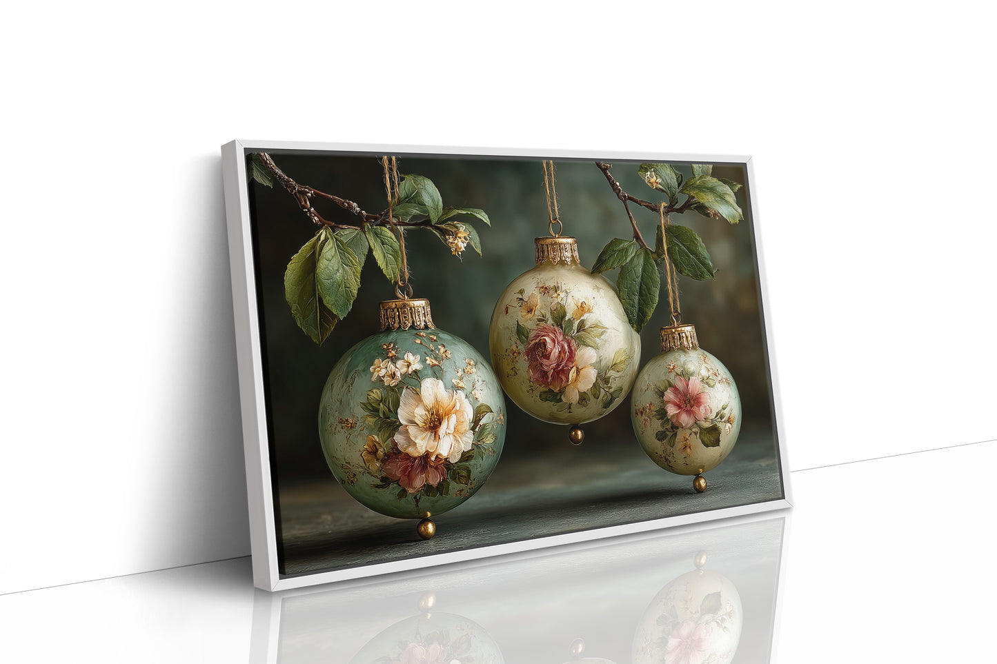 Sage Ornaments Painted With Roses