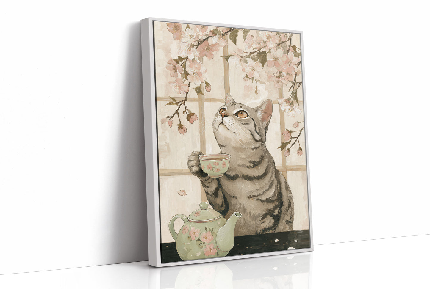 Cherry Blossom Tea With Curious Cat