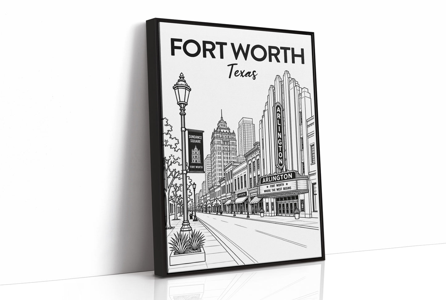 Fort Worth, Marquee Line Art