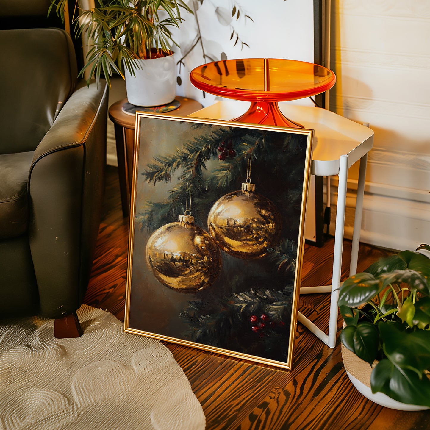 Golden Orbs of Winter's Embrace