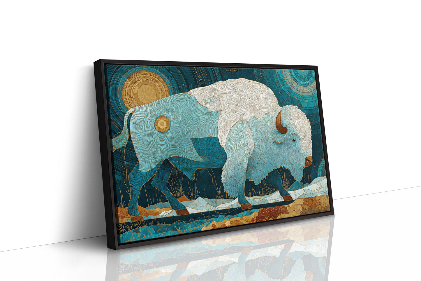 Sacred Bison Under Celestial Moons