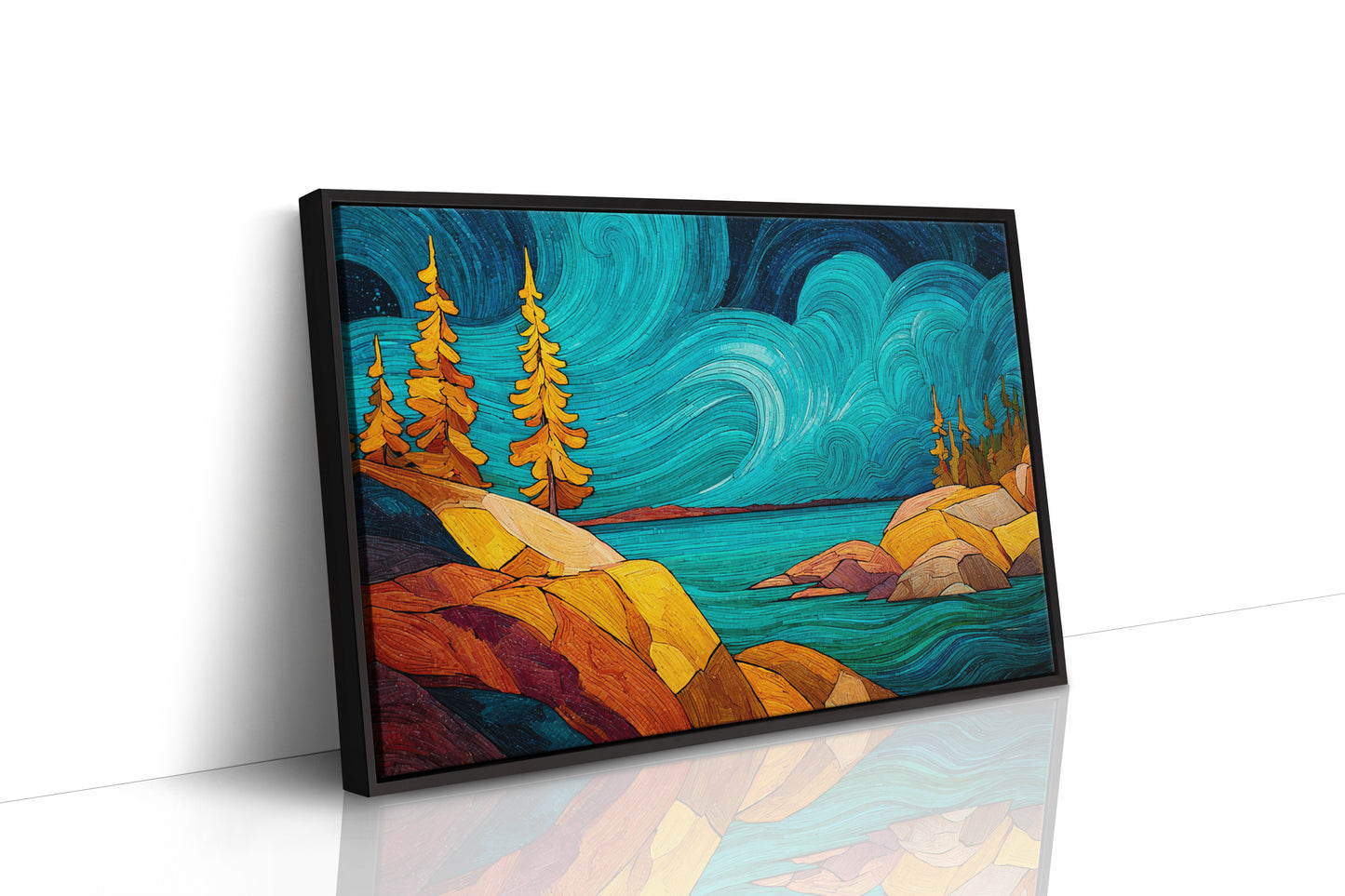 Golden Pines Dance Above Turquoise Waters