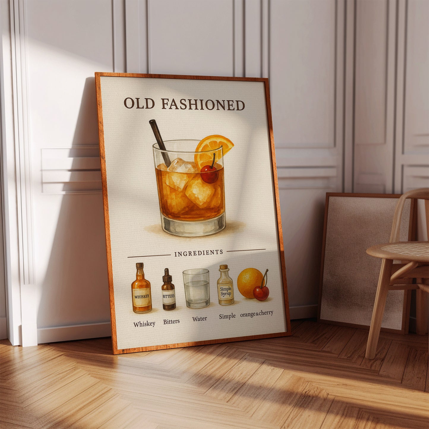 Old Fashioned Cocktail Recipe Art Print