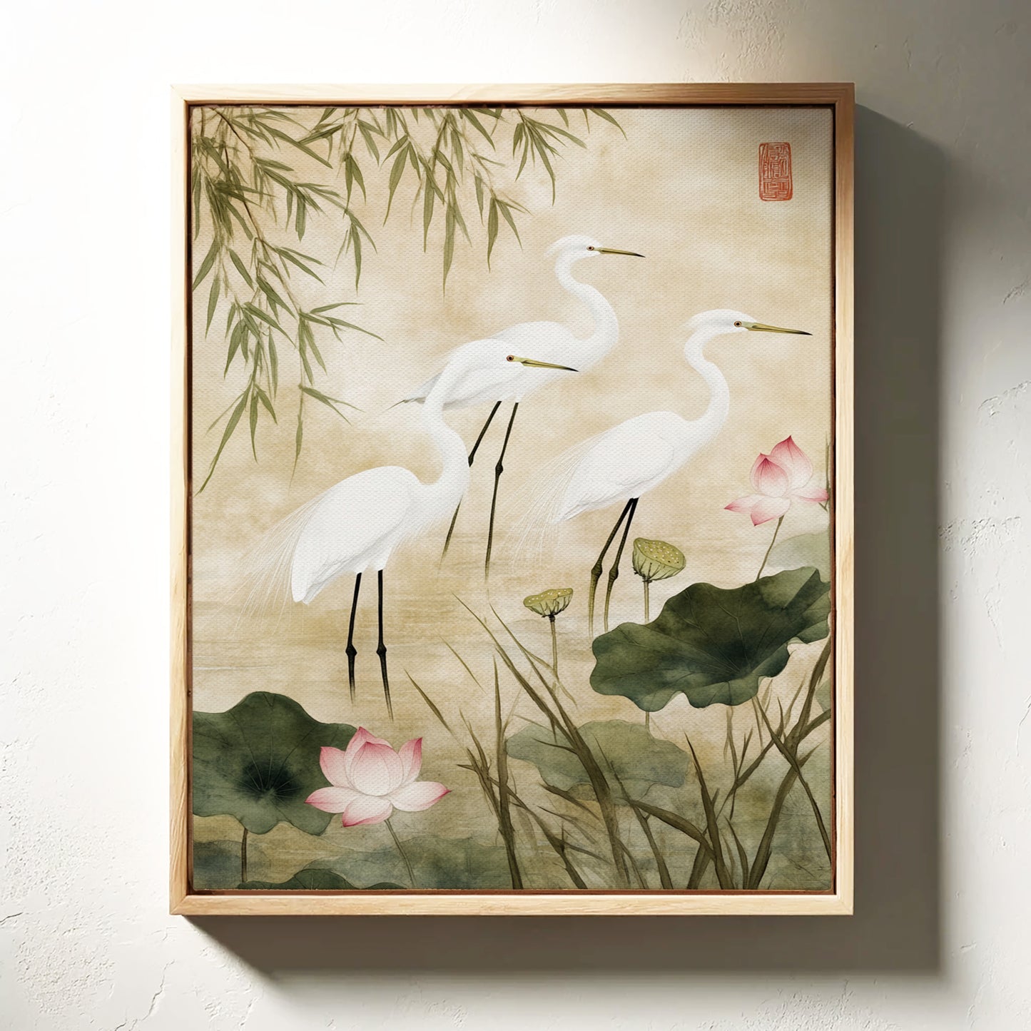 Japanese Egret Wall Art – Elegant Minimalist Nature Print