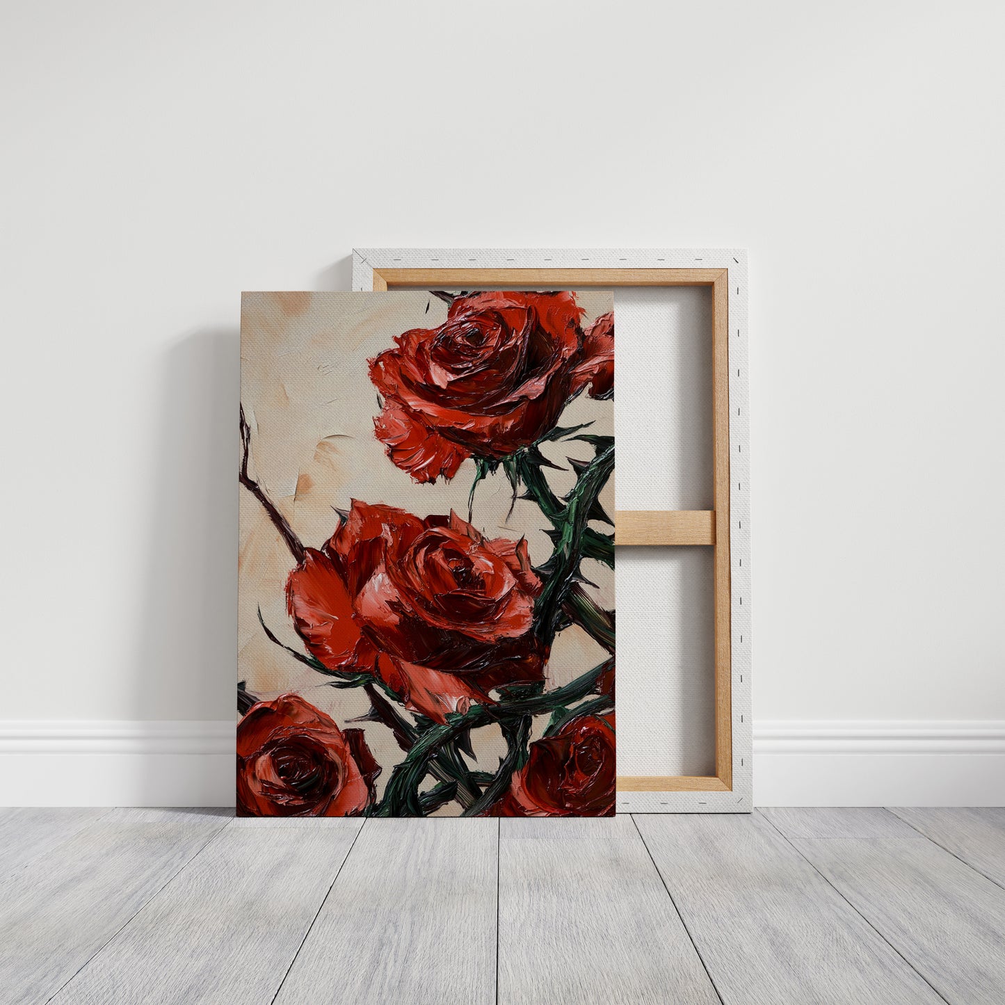 Crimson Roses with Thorns