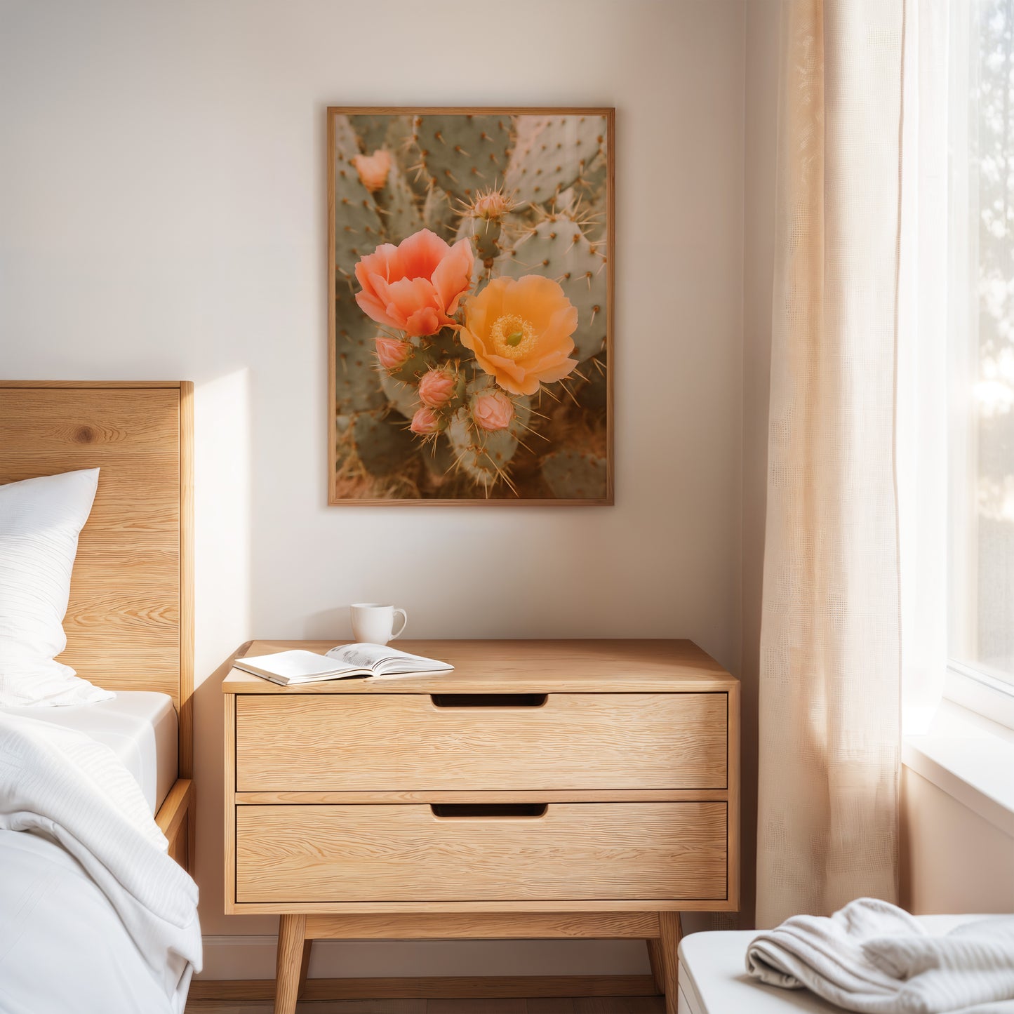 Blooming Cactus in Desert Light