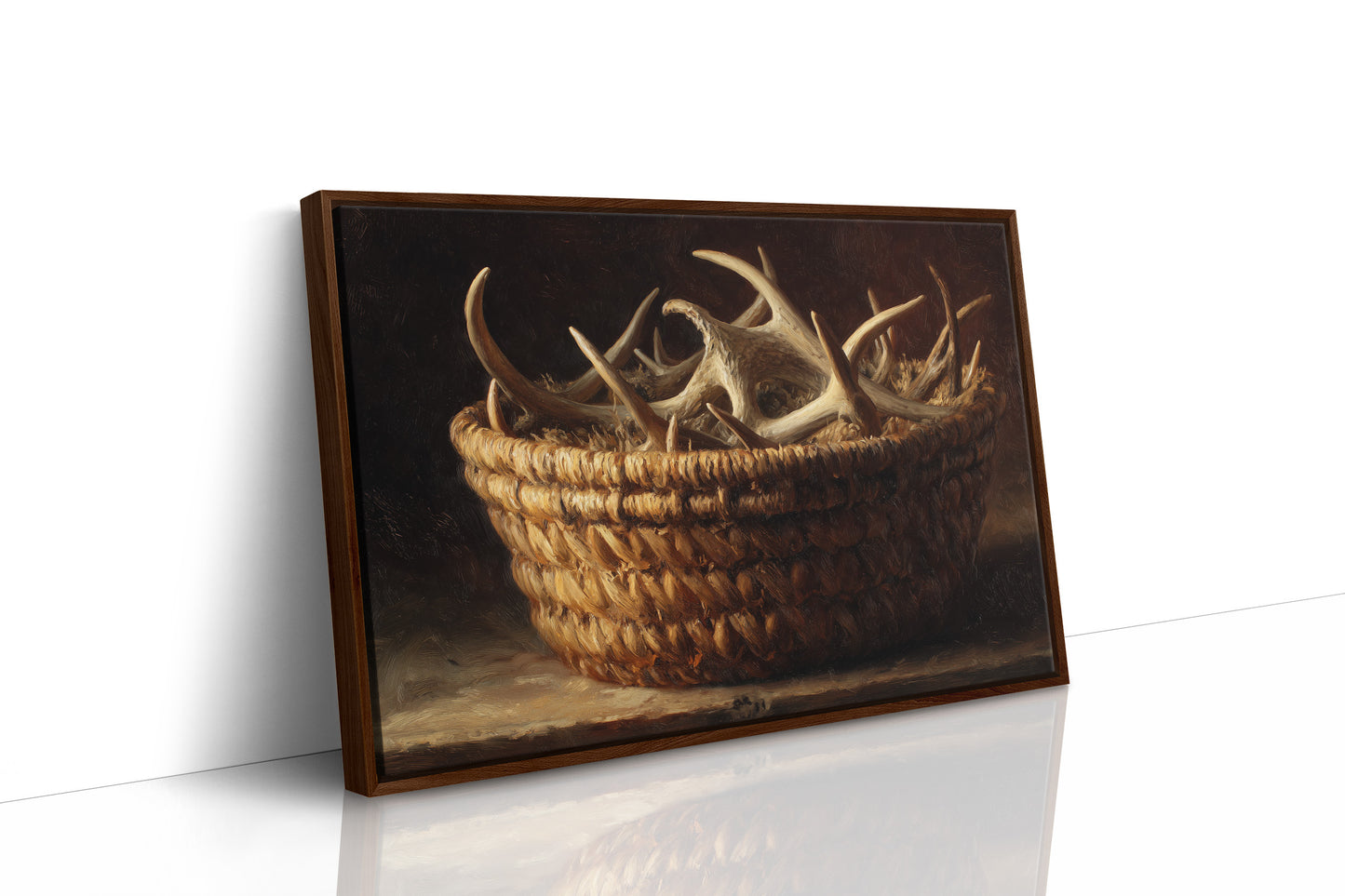 Antlers Gathered In Woven Basket