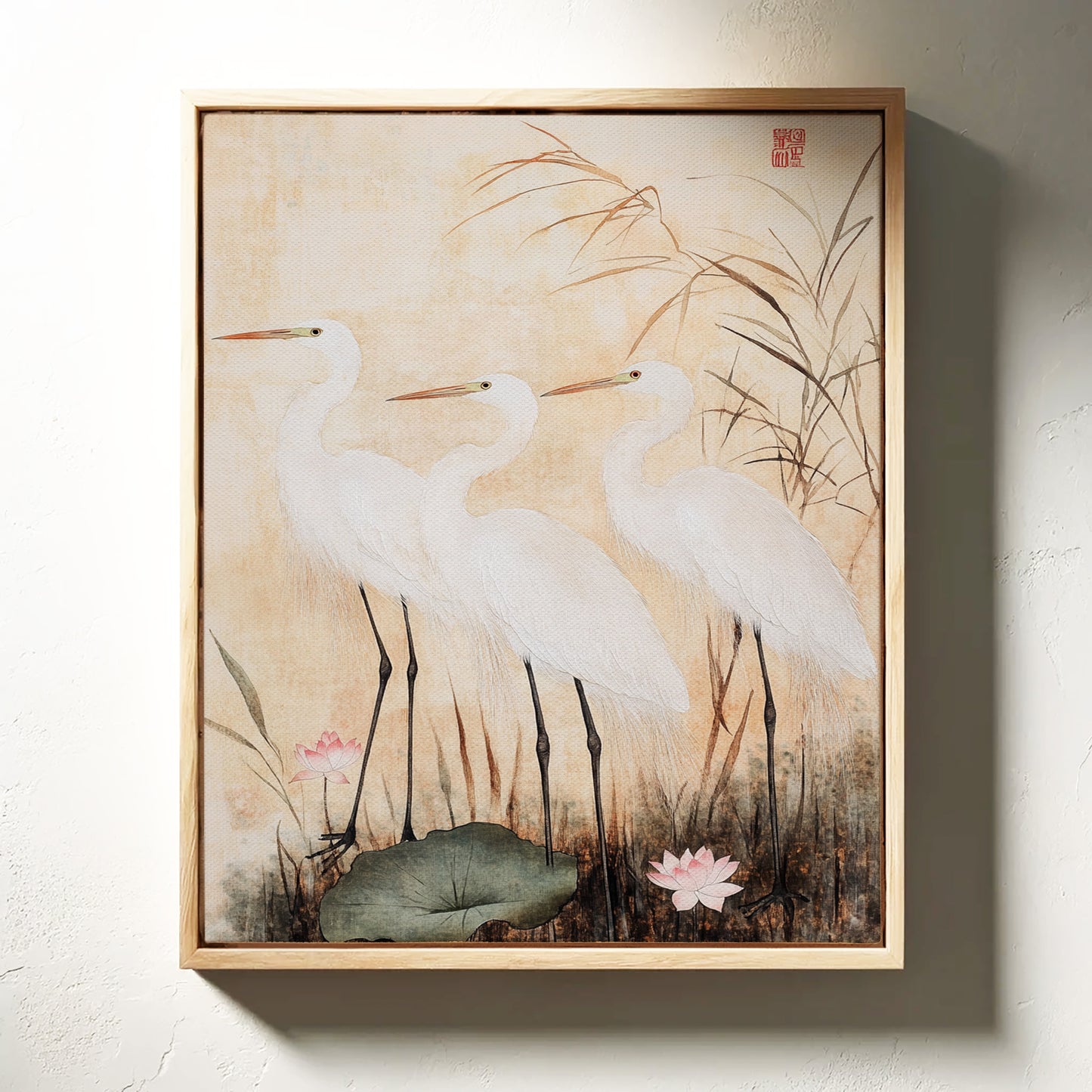 Japanese Egret Wall Art – Elegant Traditional Asian Nature Print