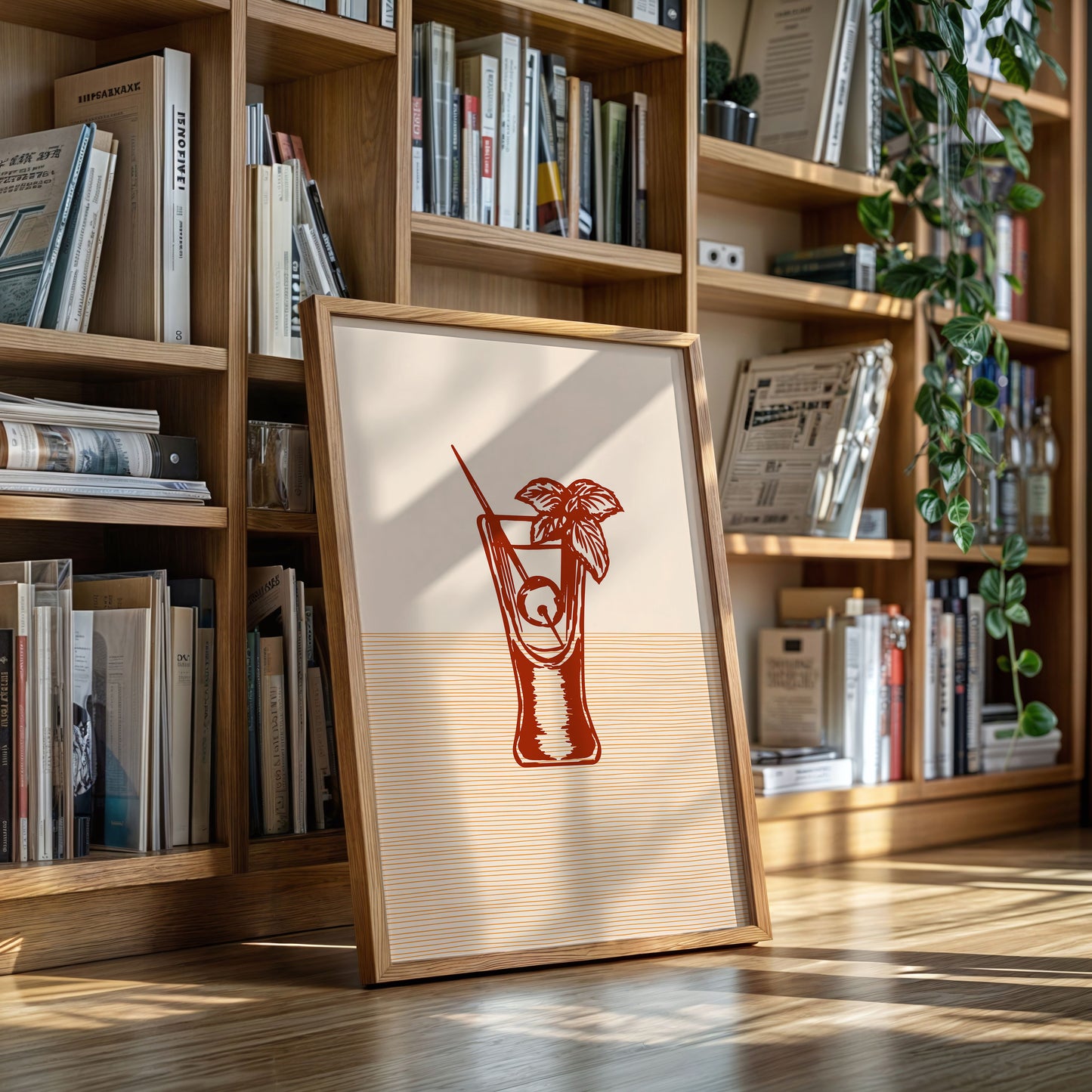 Mint Leaves Float Above Sunset Lines