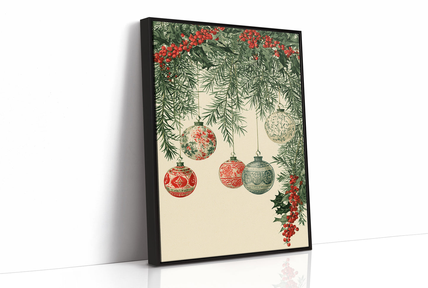 Patterned Baubles, Holly Framed