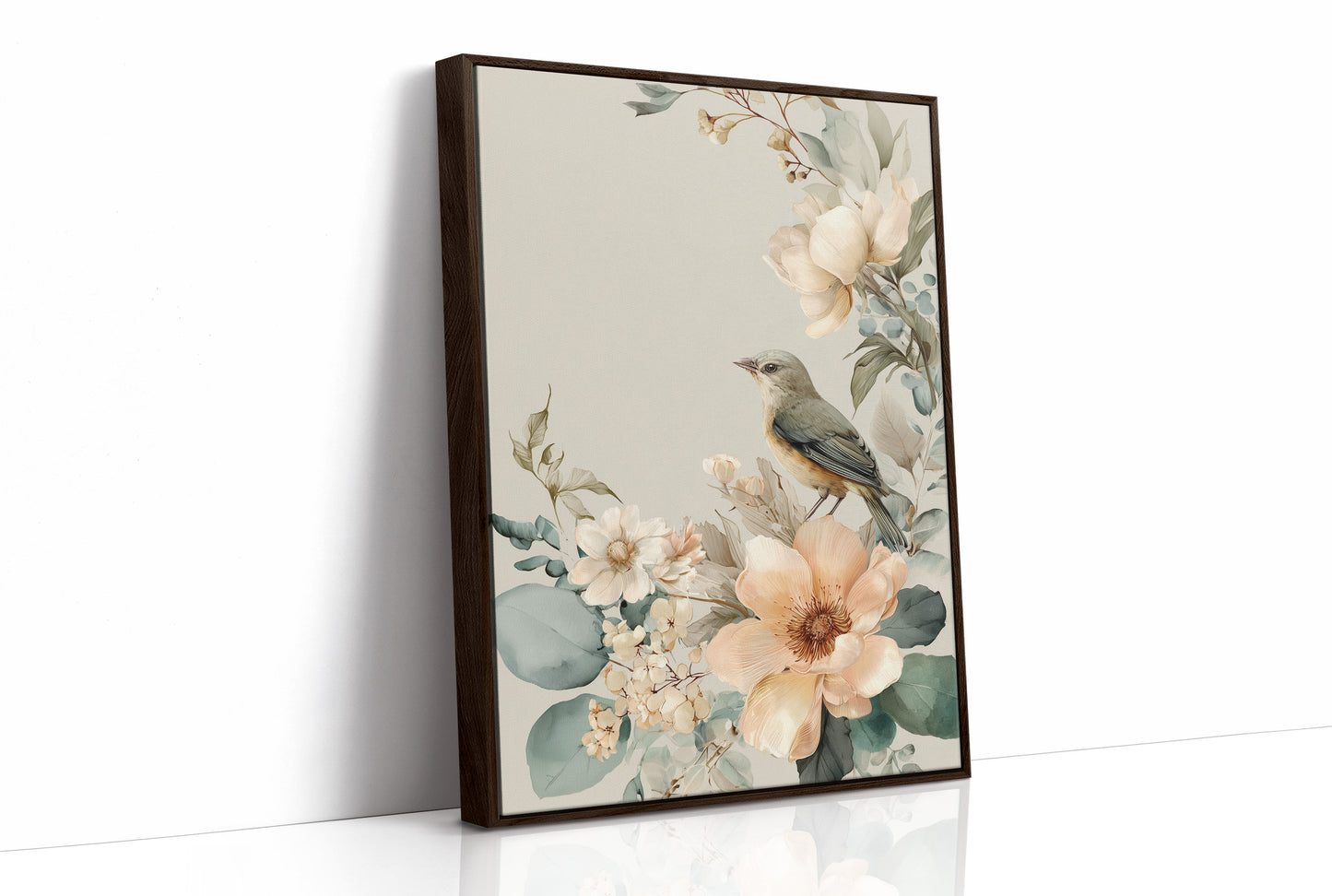 Songbird Perched Among Delicate Blooms