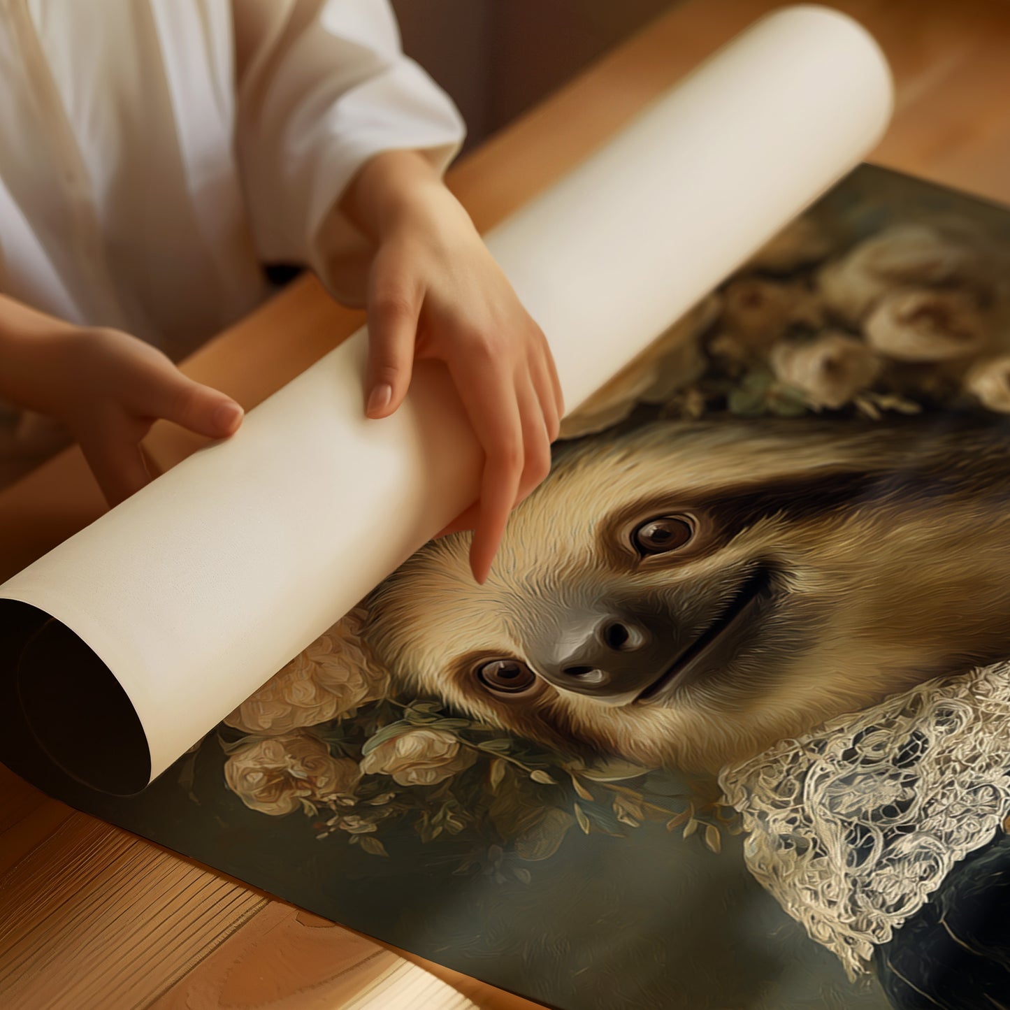 Regal Sloth Amidst Blossoms