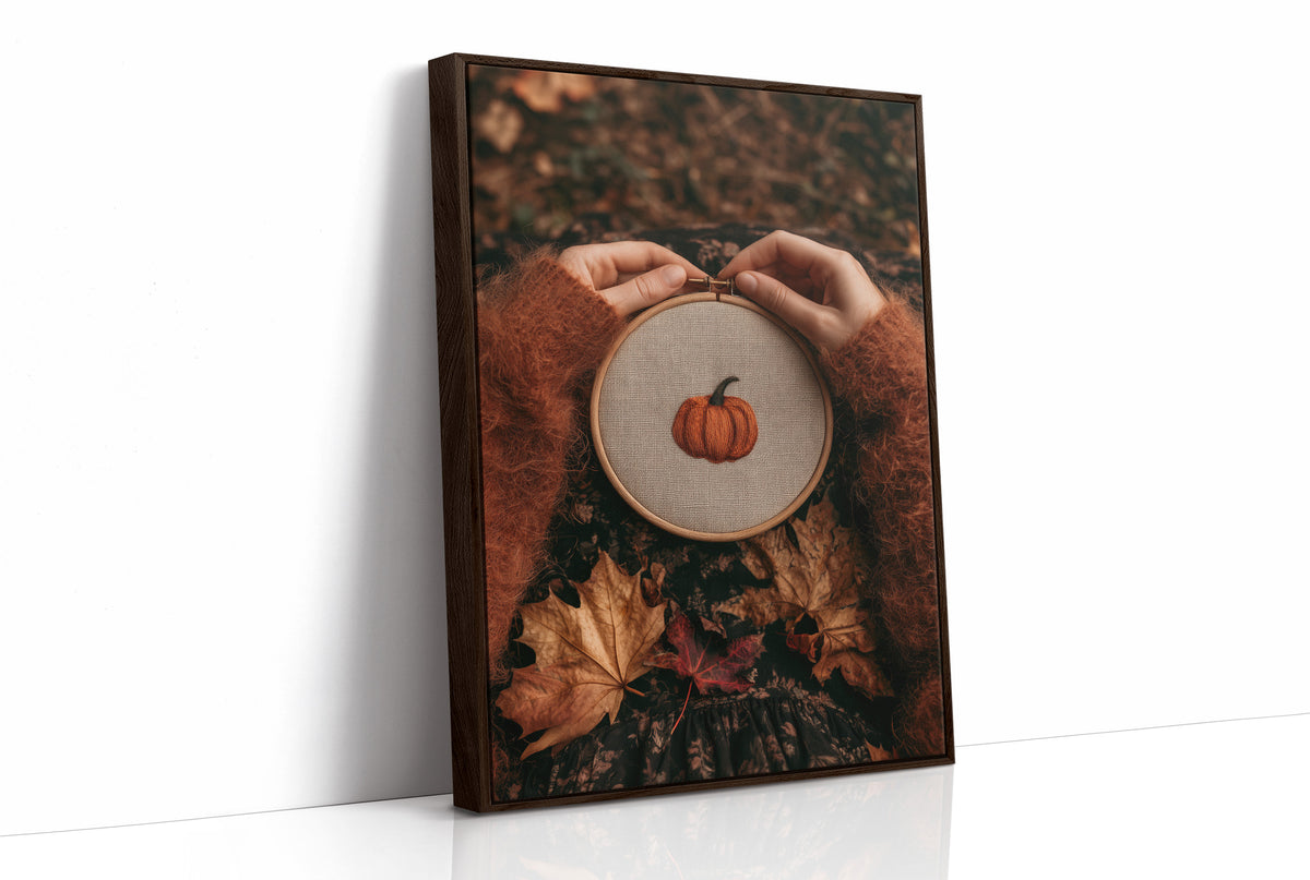 Sew Gourd, Sew Gourd, print in a brown wood frame