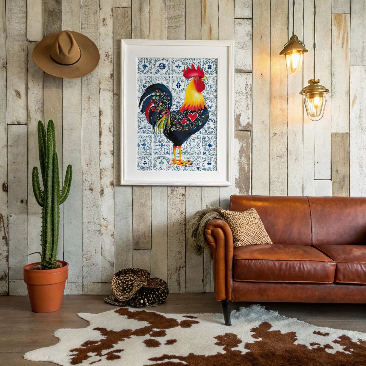 Morning Rooster Meets Portuguese Tiles