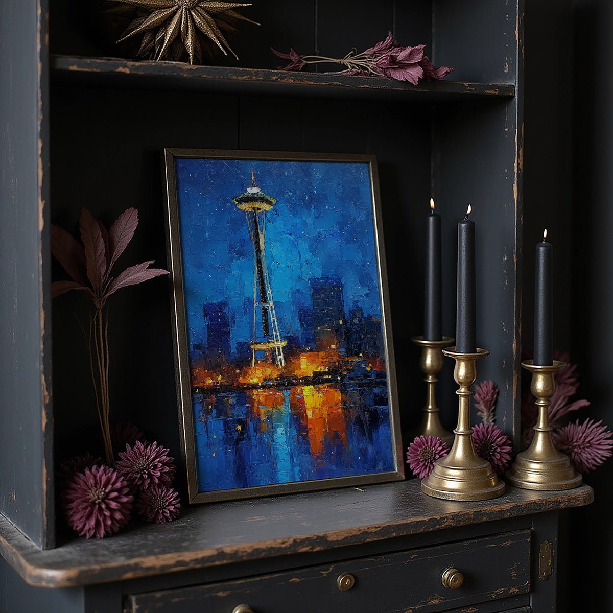 Seattle Burning Blue at Midnight