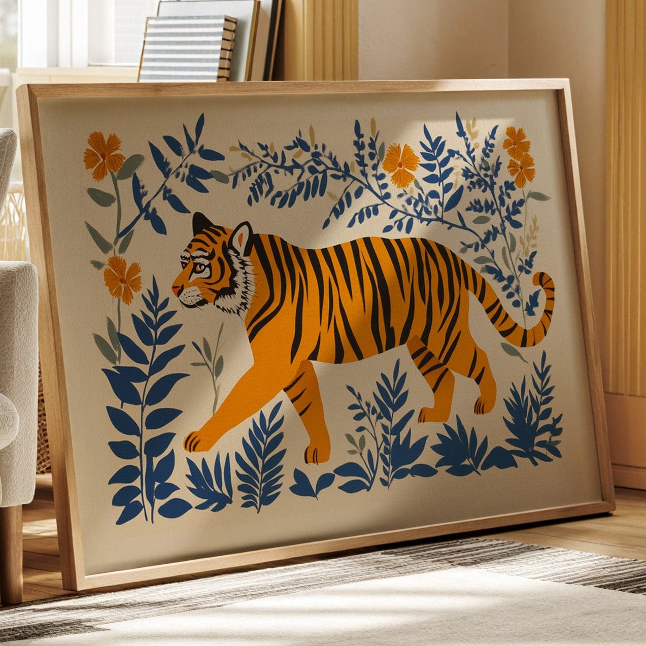 Majestic Tiger Print – Bold Jungle Art, Modern Folk Style Wall Decor