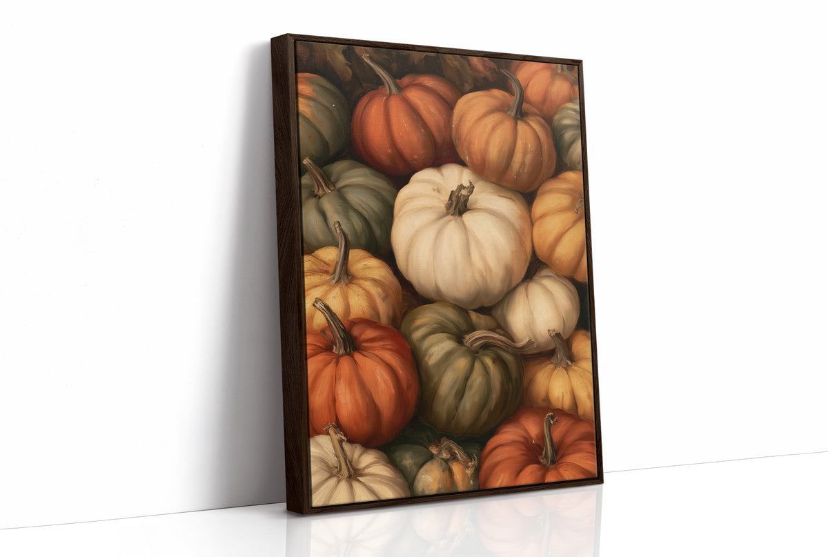 Crowded House, Gourd Edition, print in a brown wood frame