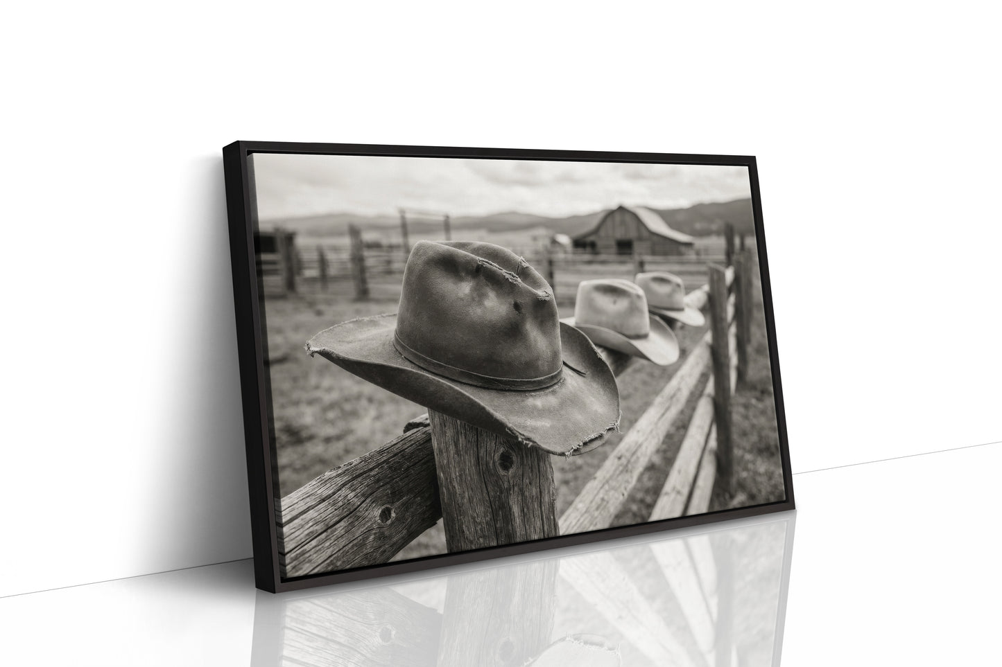 Row of Hats on the Ranch Fence