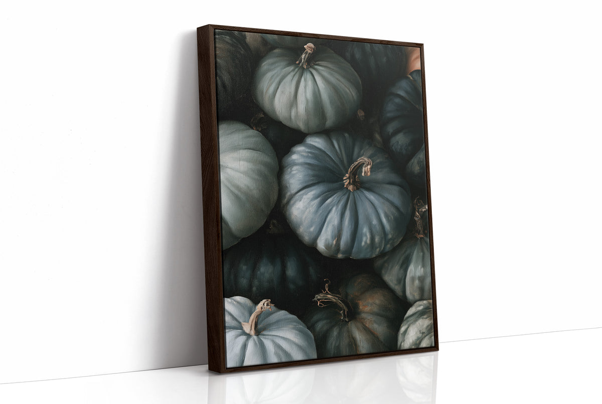 Feeling A Little Blue kin, print in a brown wood frame