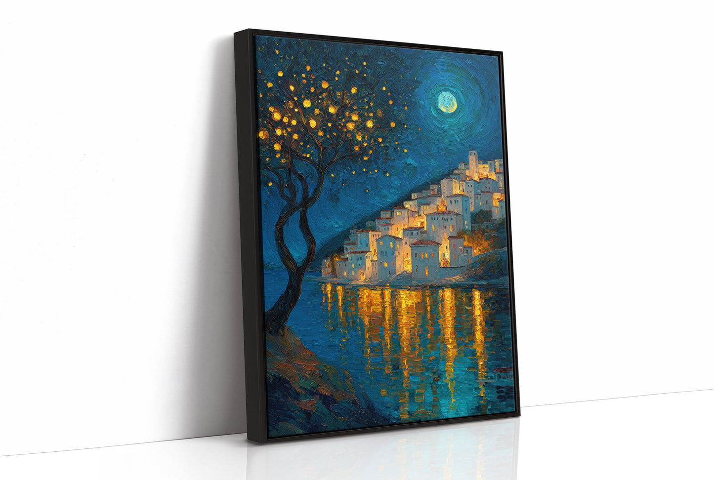 Moonlit Village Of Golden Light