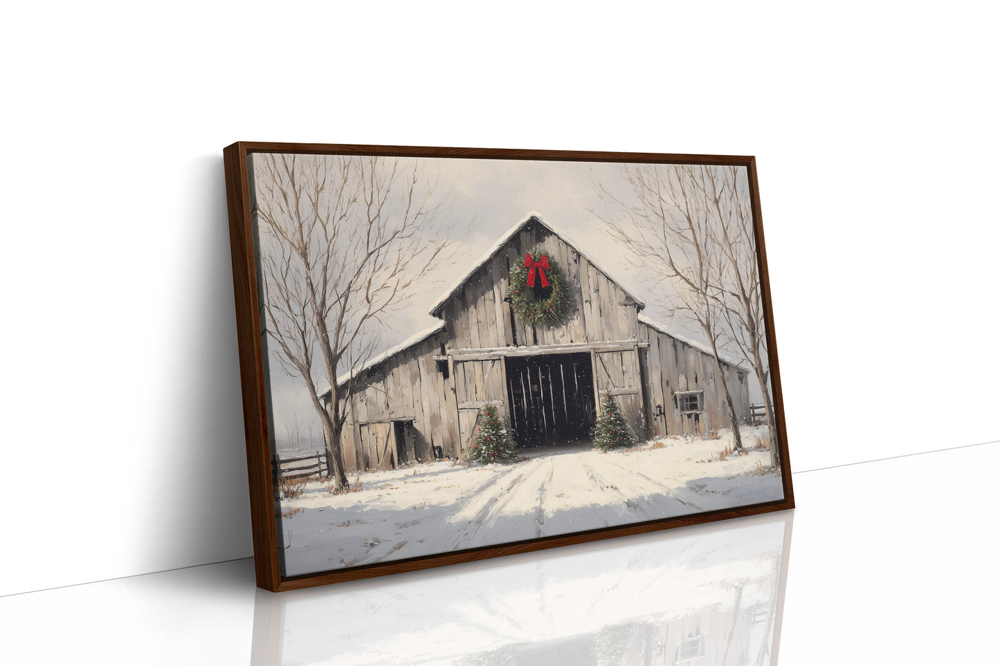 Winter Barn Wears Holiday Red