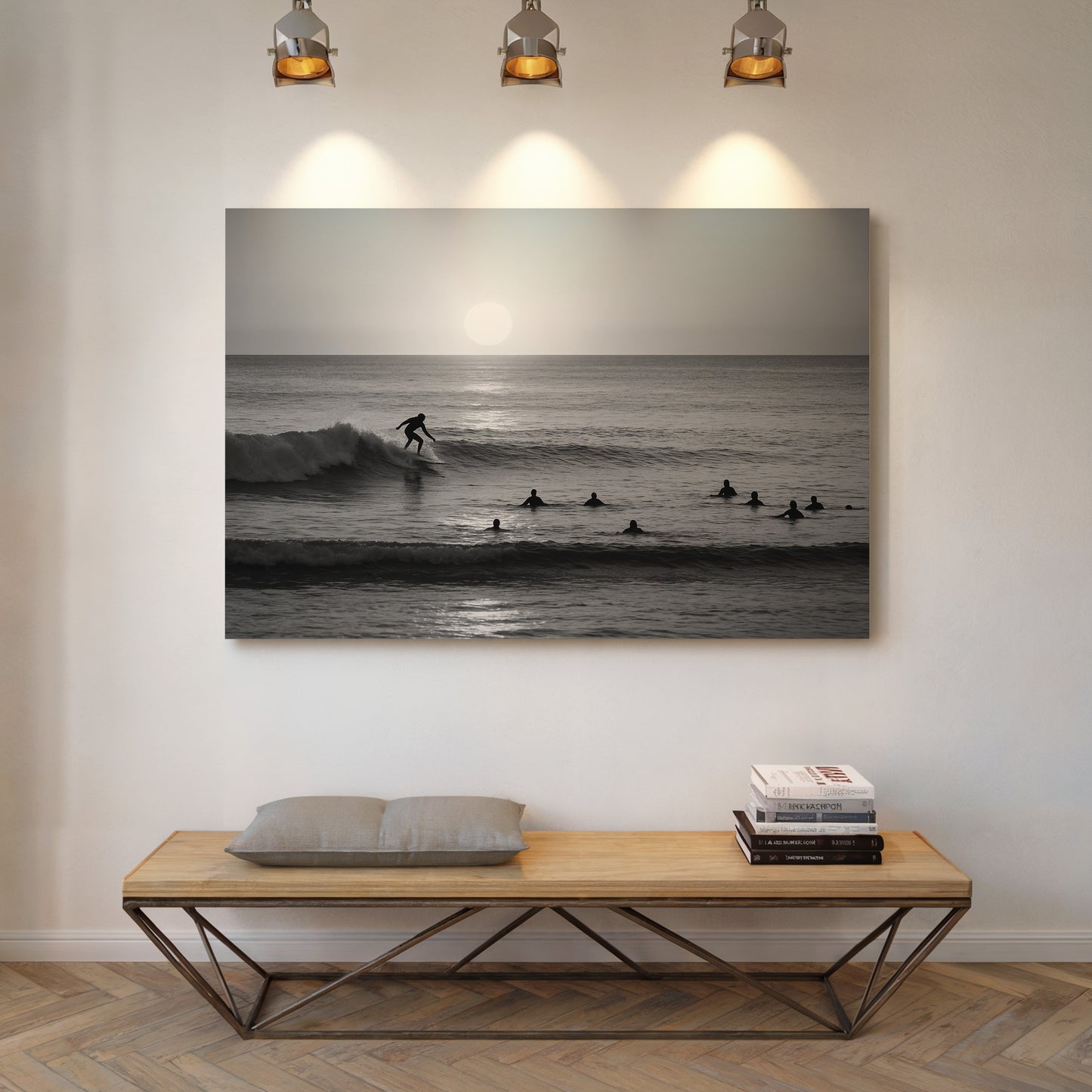 Sunset Lineup in Black and White