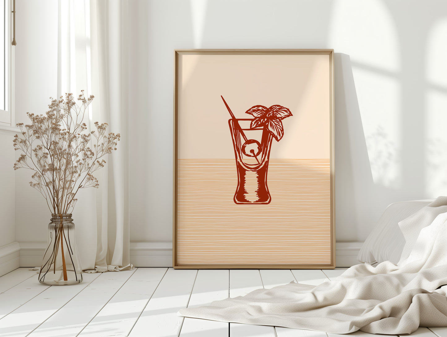 Mint Leaves Float Above Sunset Lines