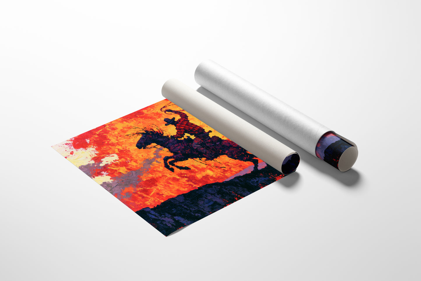 Rearing Cowboy, Desert Sunset Blaze
