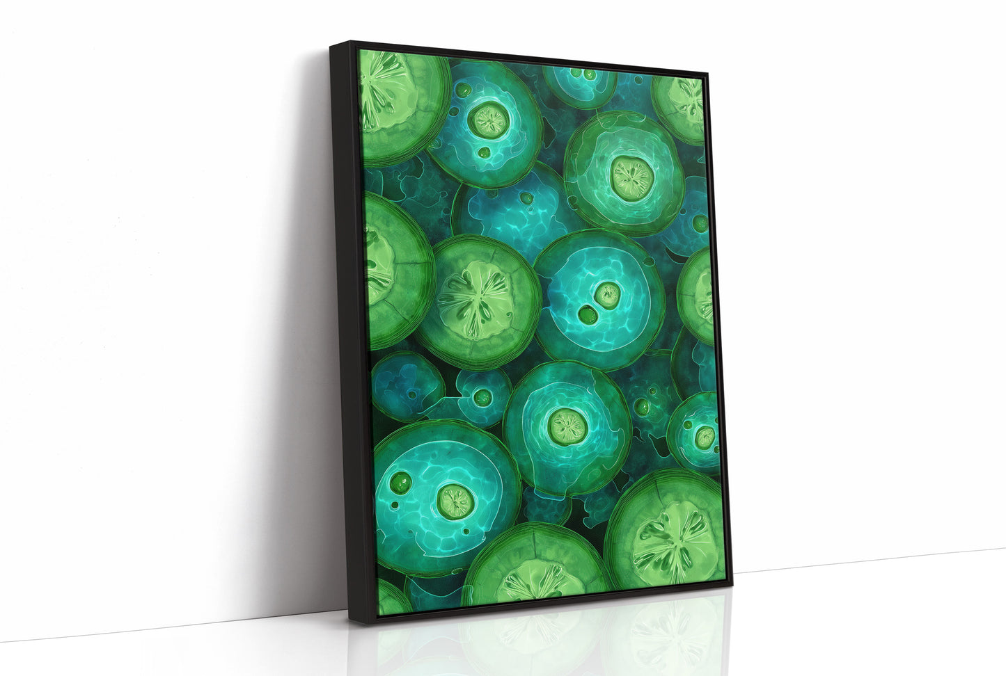 Emerald Slices in Still Water