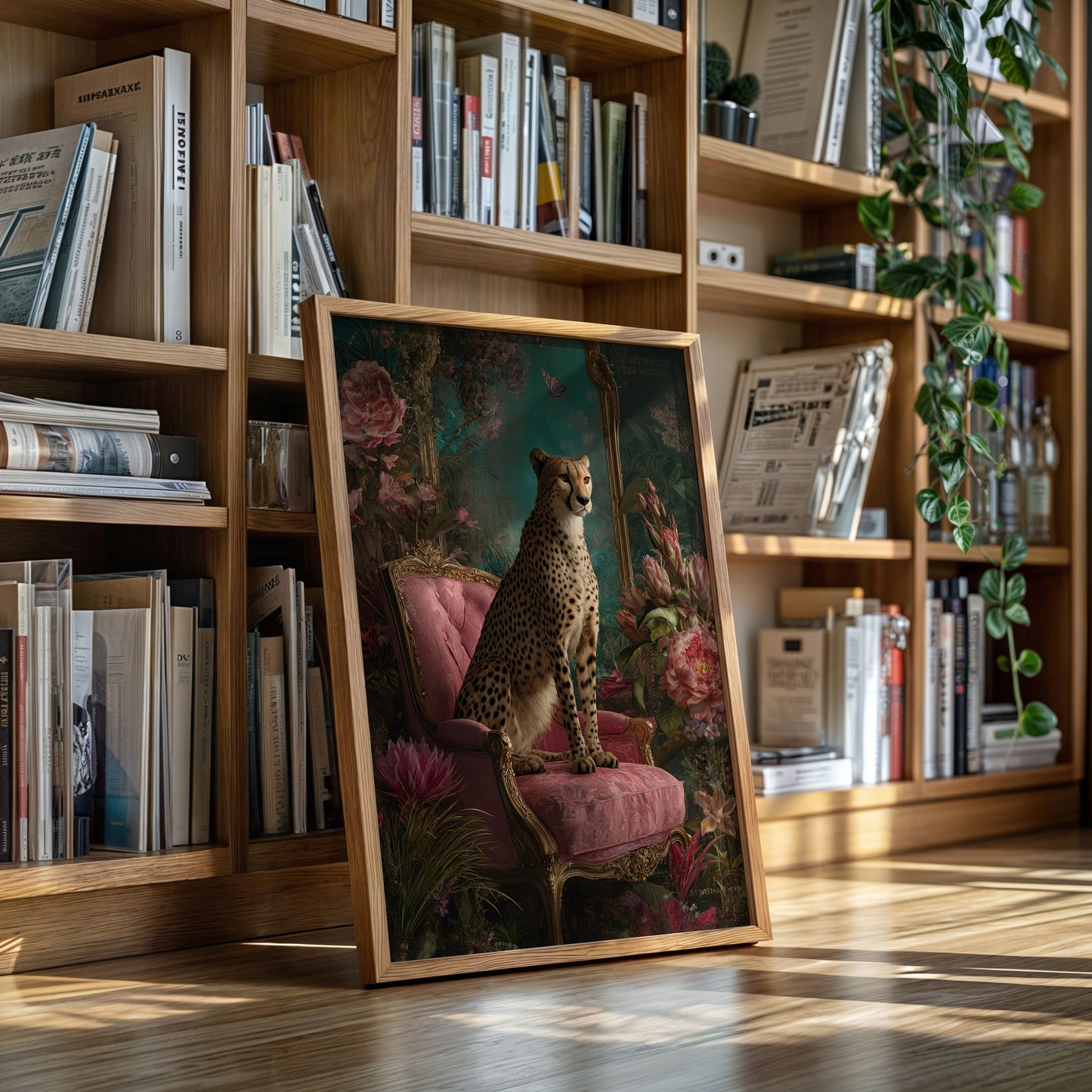 Regal Gaze Amidst Floral Splendor