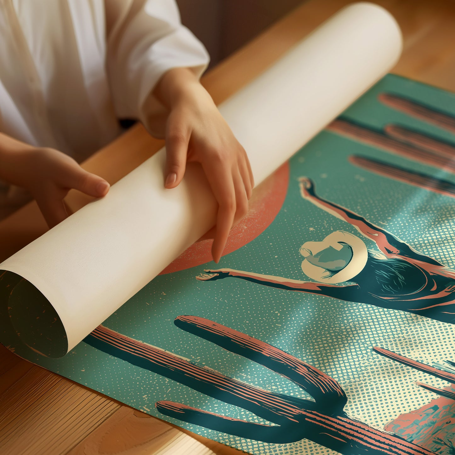 Blood Moon Cowgirl — Halftone Desert Screenprint