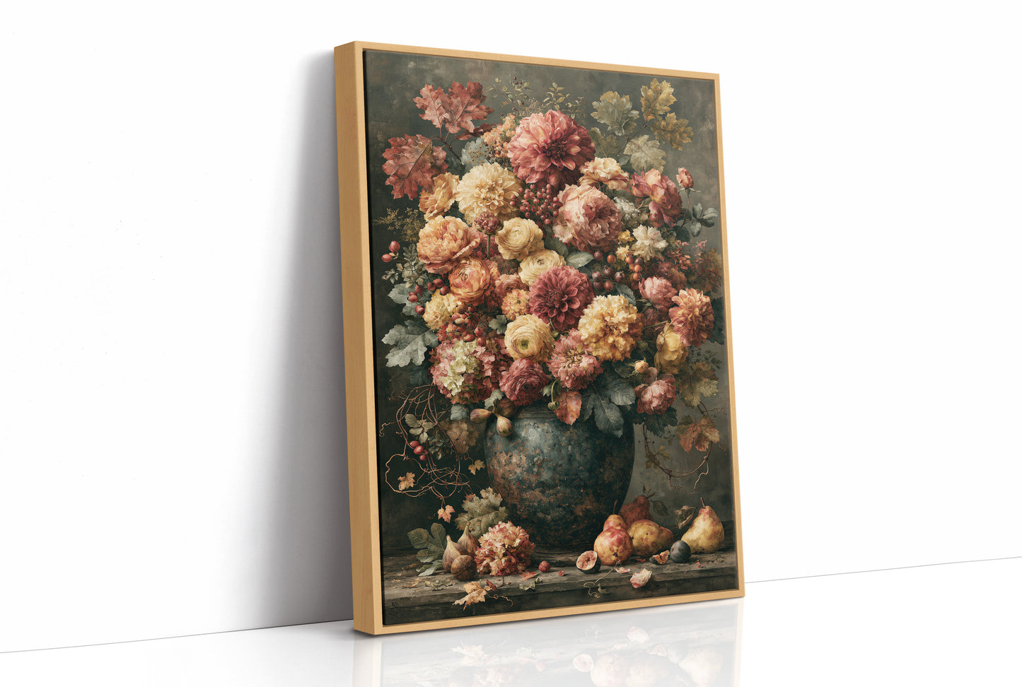 Ripened Figs and Roses: A Verdigris Urn Still Life