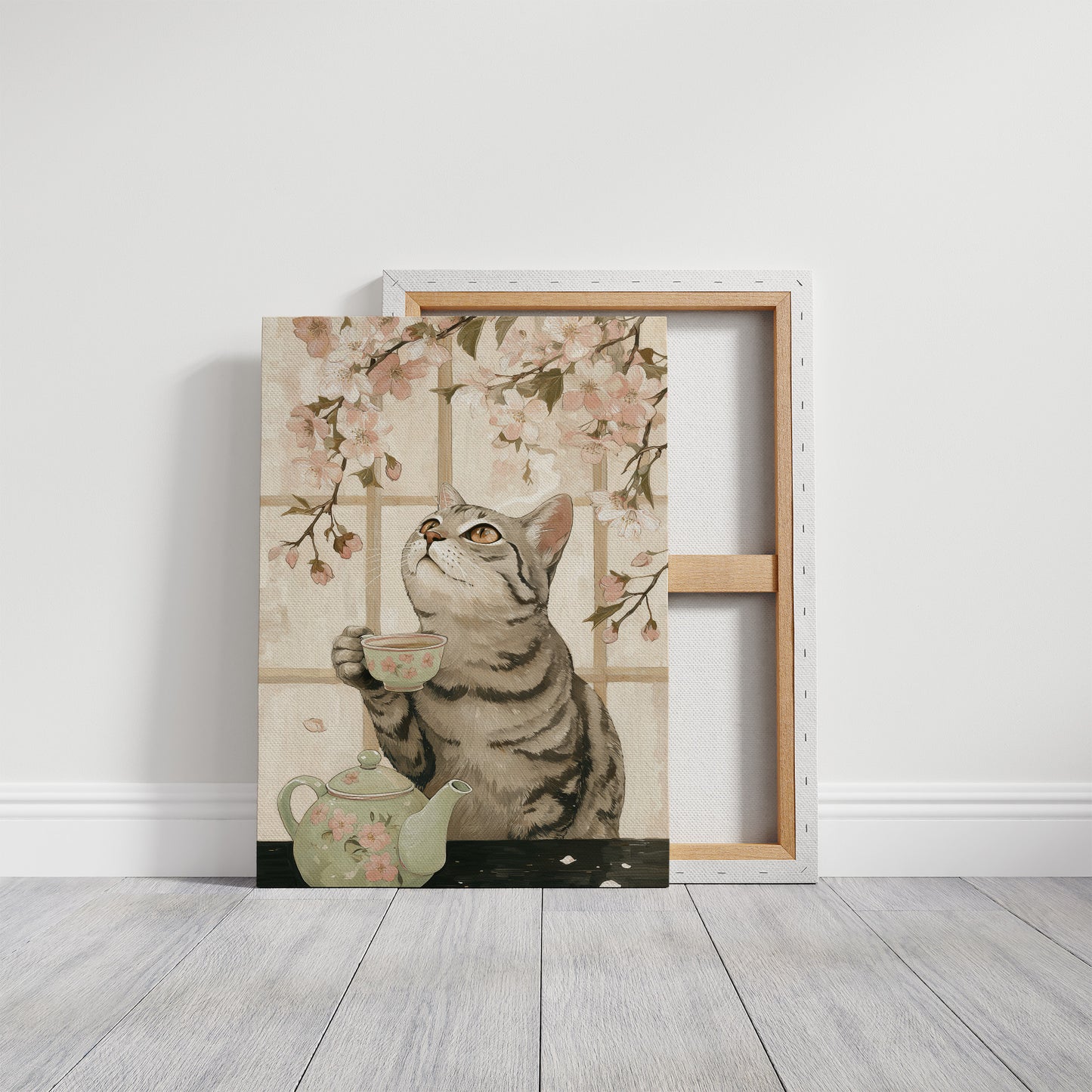 Cherry Blossom Tea With Curious Cat