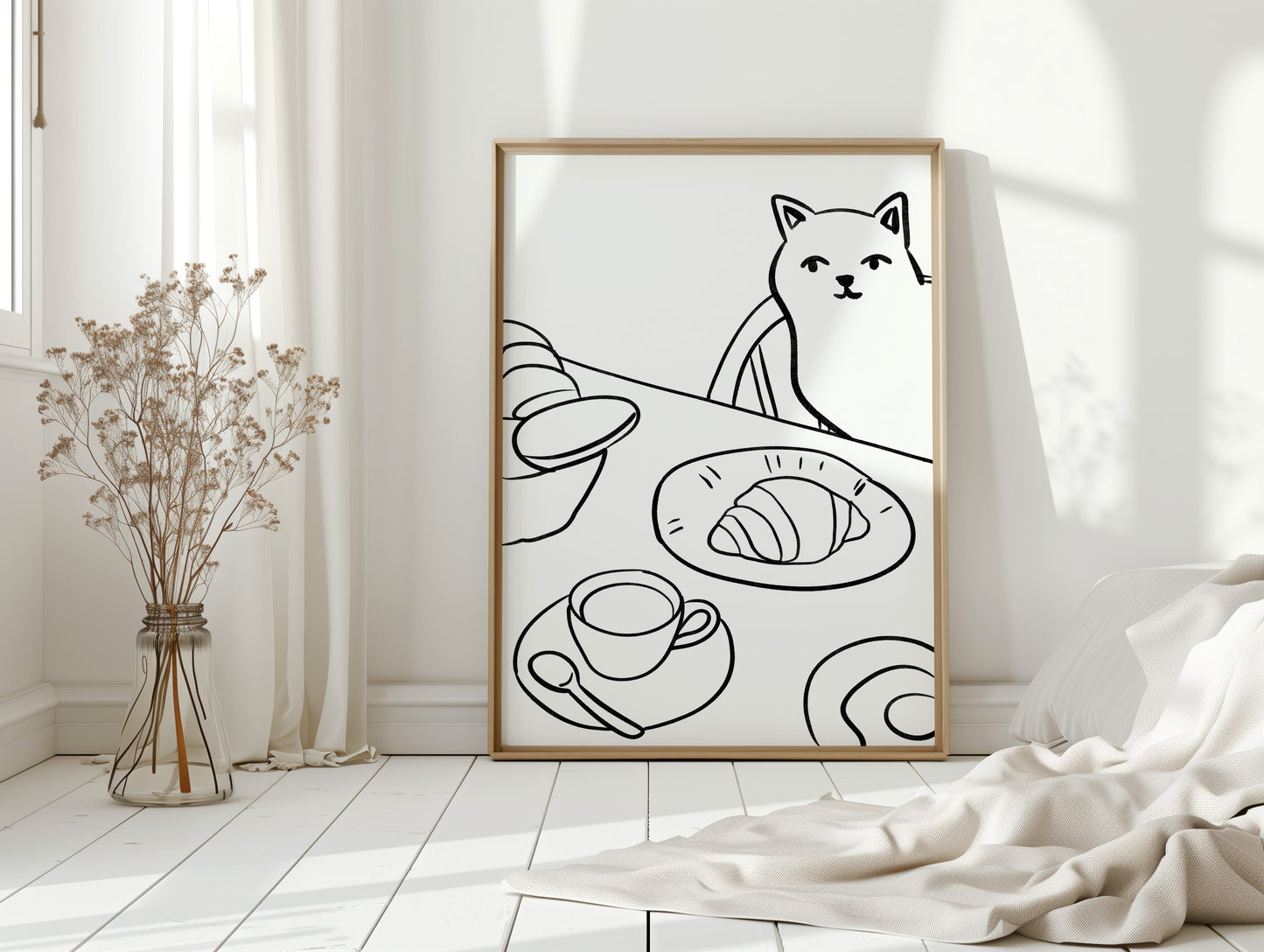 Morning Croissants Tempt Curious Cat
