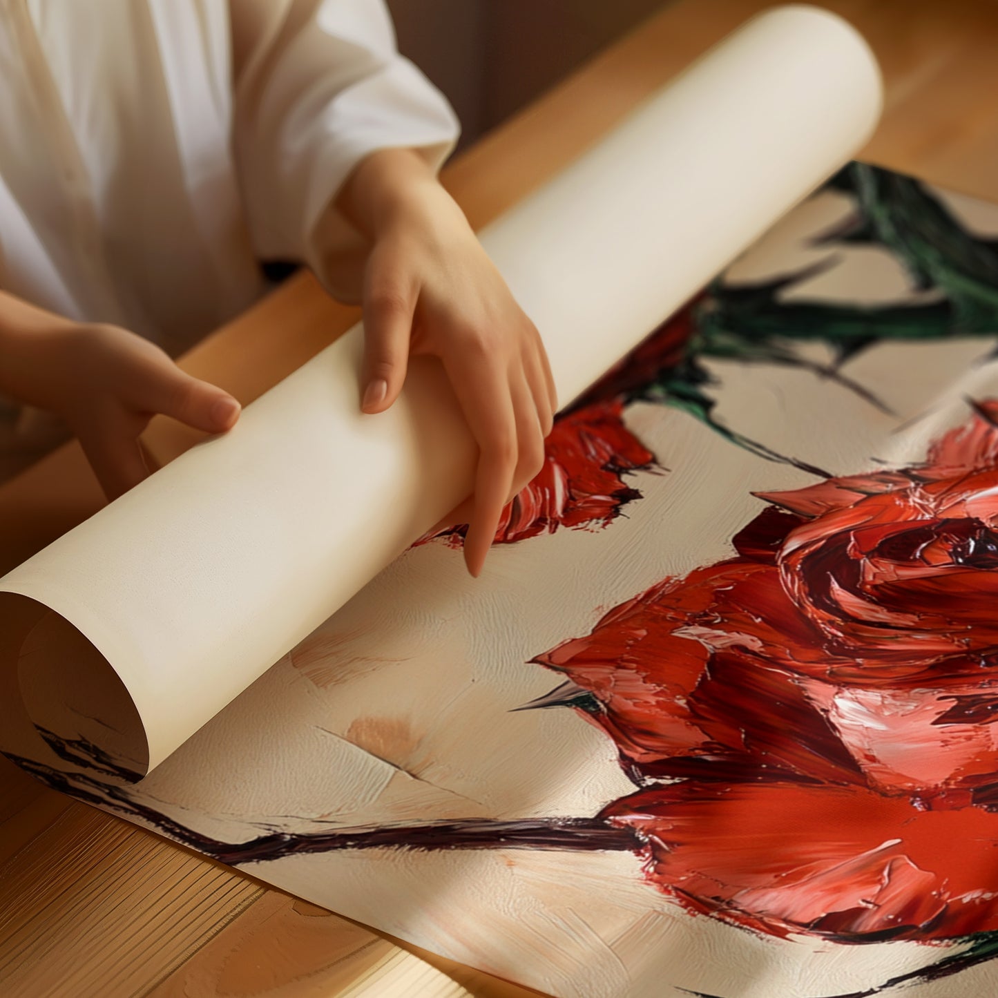 Crimson Roses with Thorns