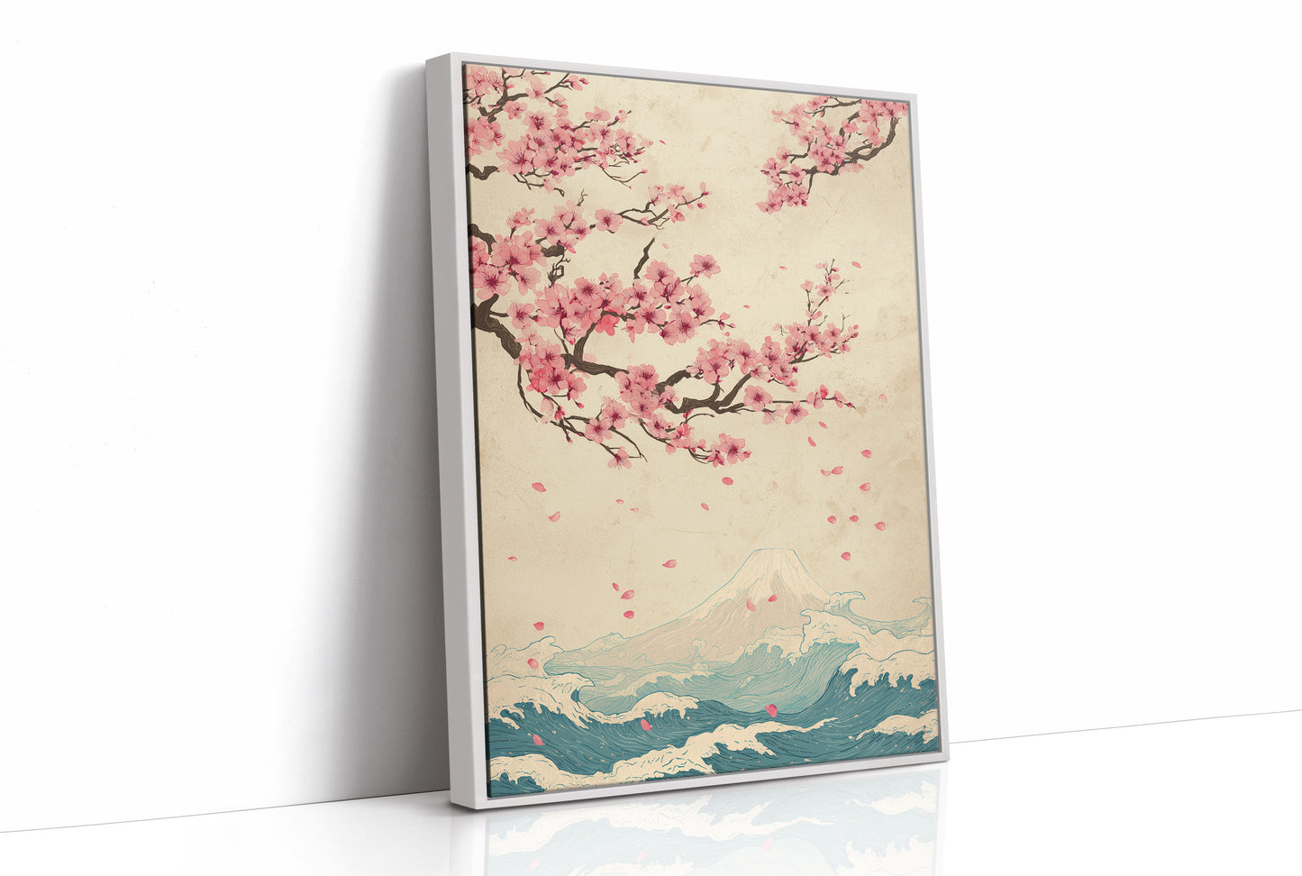 Cherry Blossoms Dance Above Waves