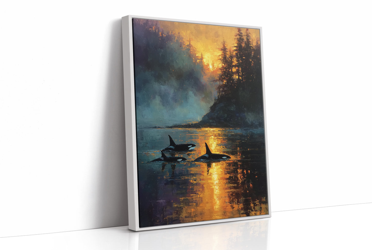 Three Orcas at the Golden Hour