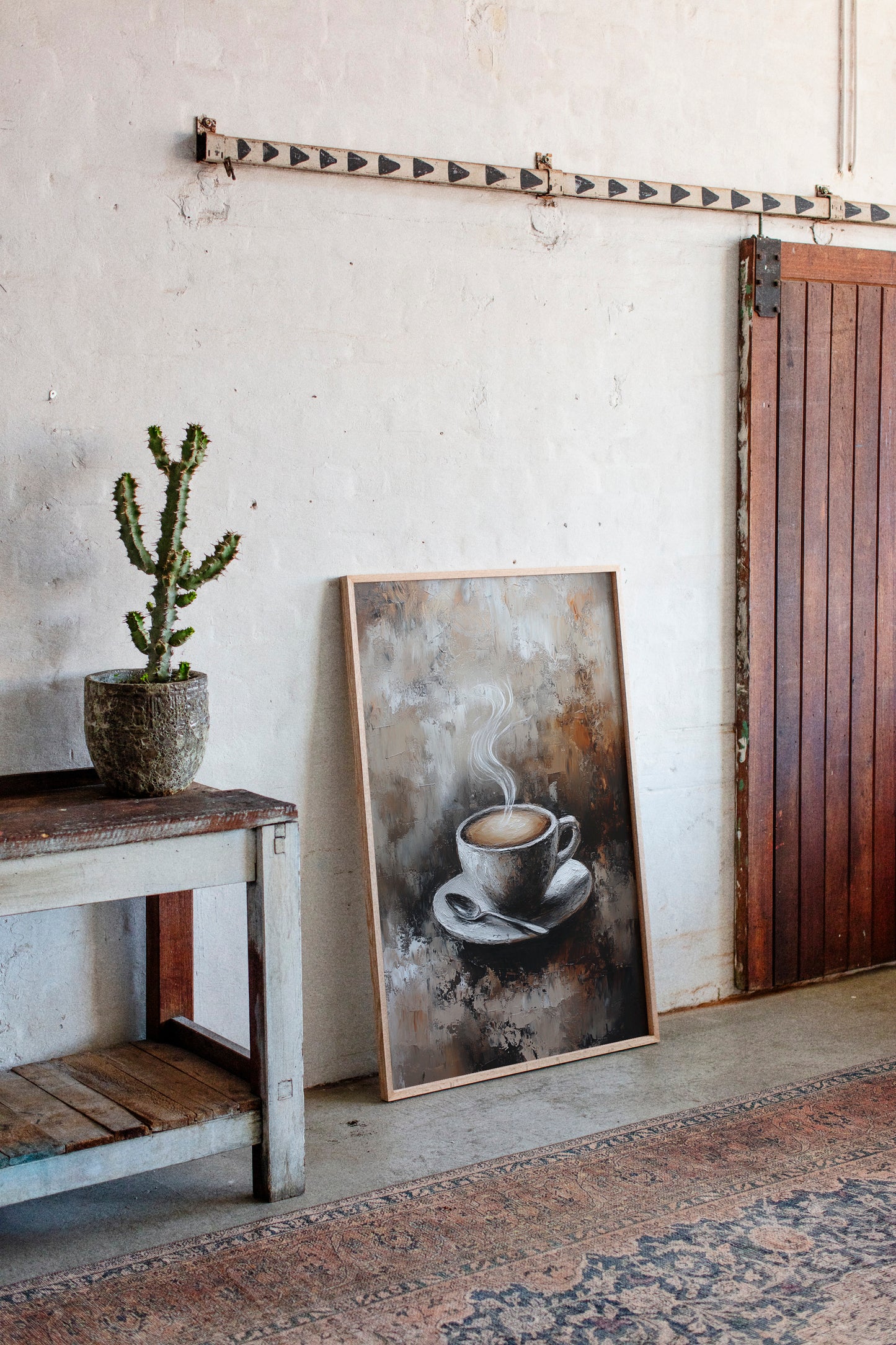 Steaming Coffee Cup Canvas Art - Rustic Kitchen Decor - Gallery Canvas image 3