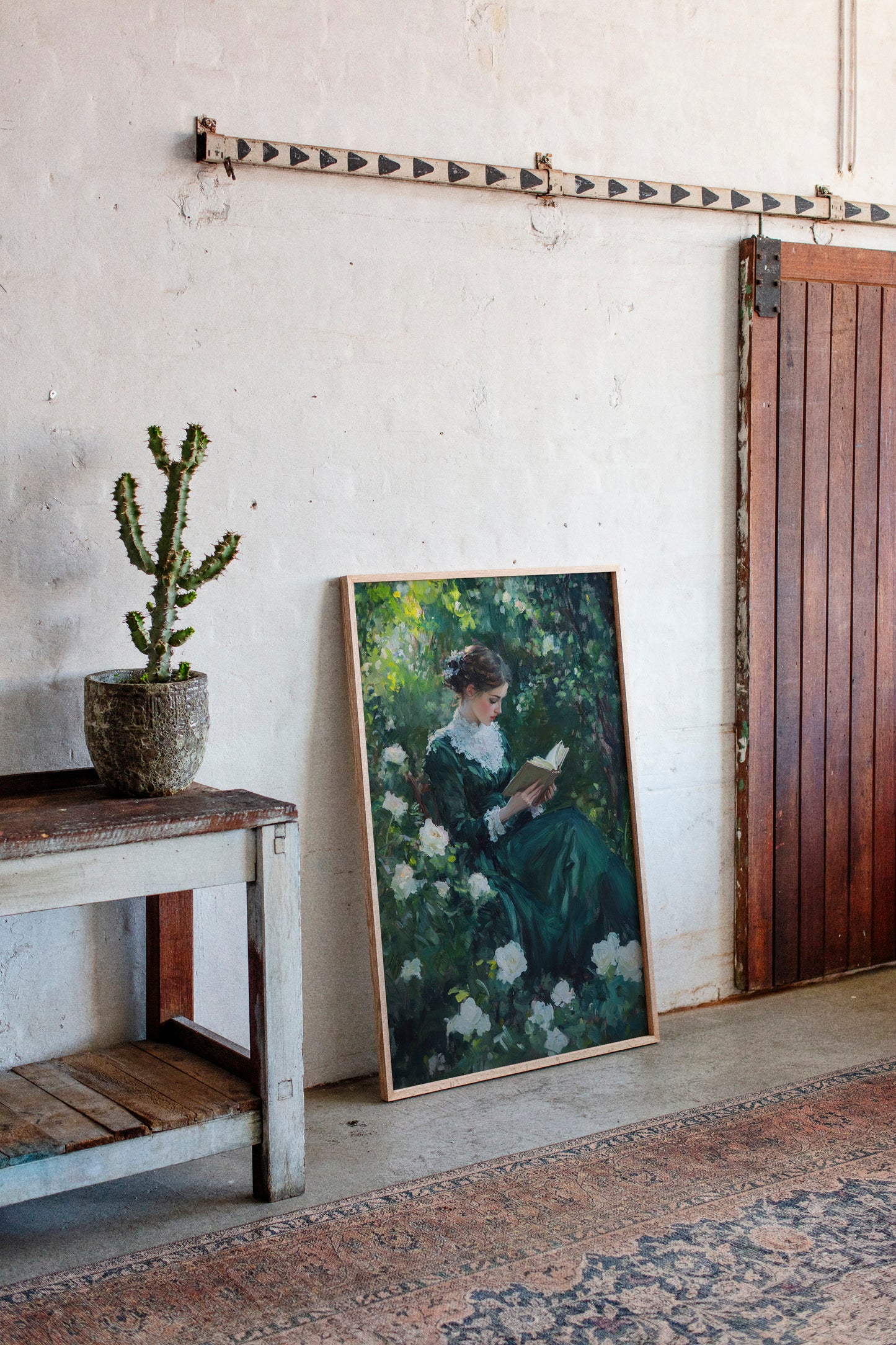 Victorian Lady Reading Portrait - Romantic Garden Art - Gallery Canvas image 15