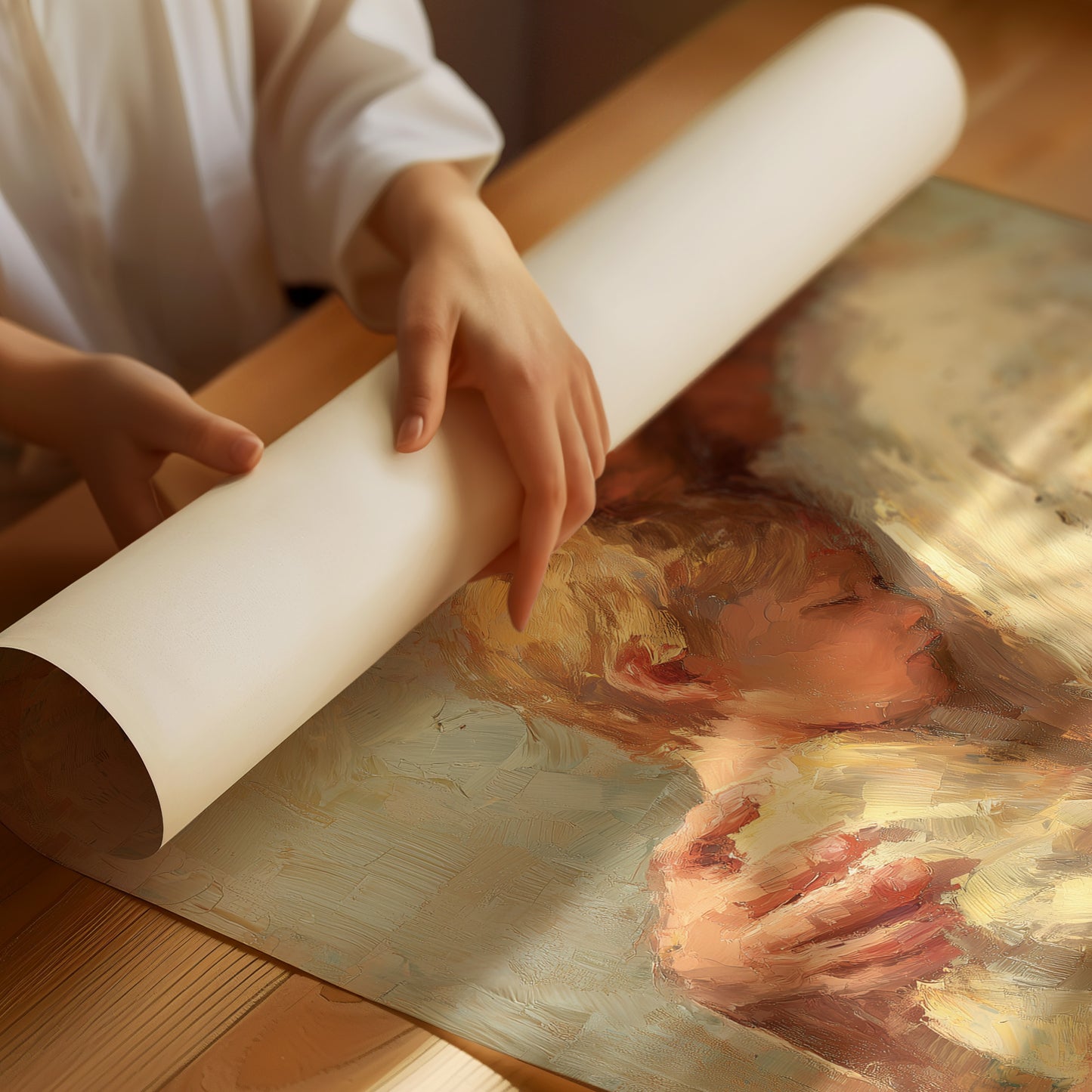 Tender Embrace in Warm Brushstrokes