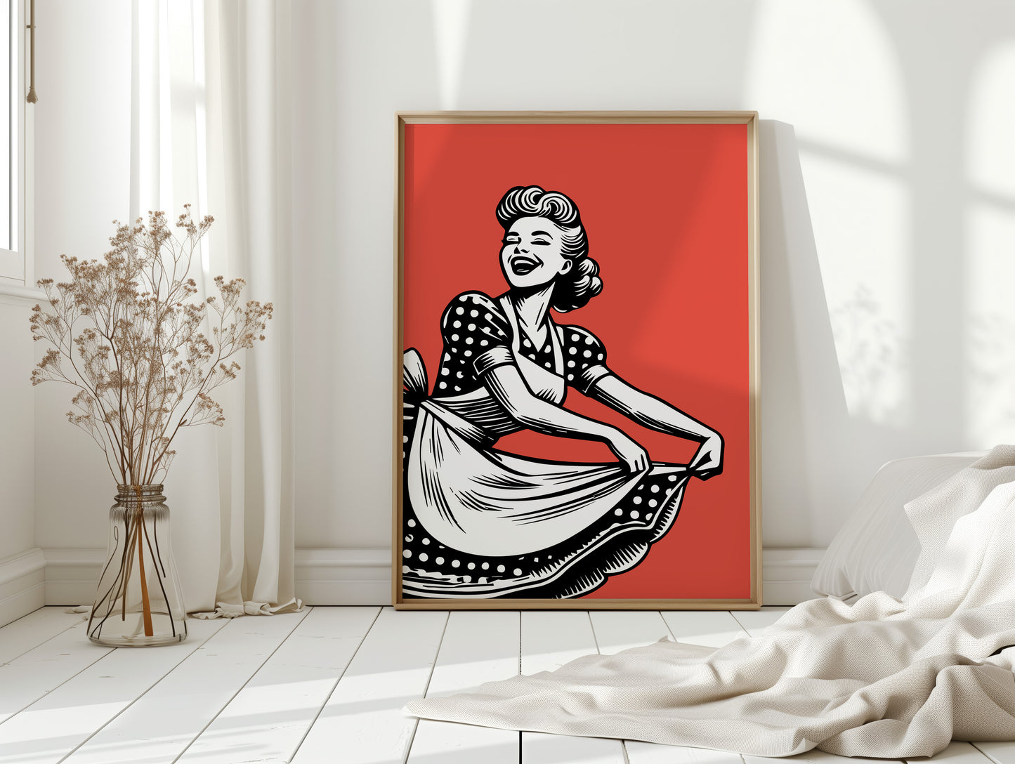 Polka Dots Dance Through Ruby Skies