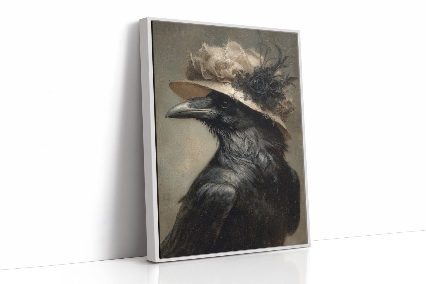 Regal Raven in a Floral Hat
