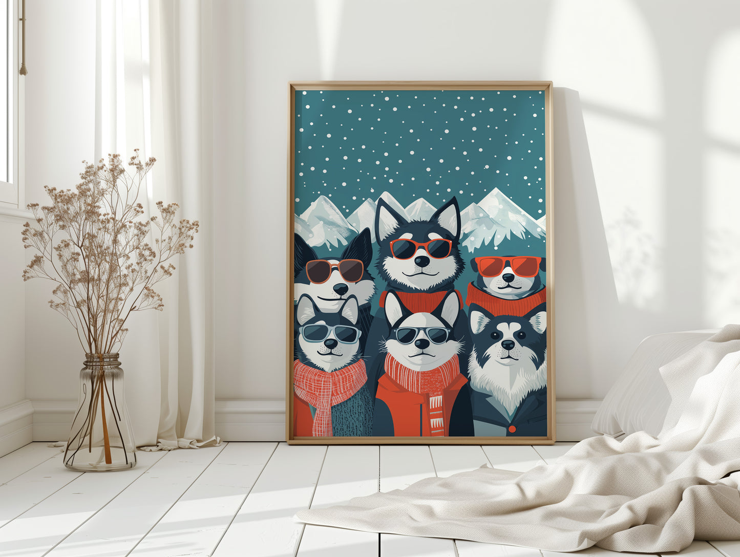 Cool Huskies Chase Winter Stars