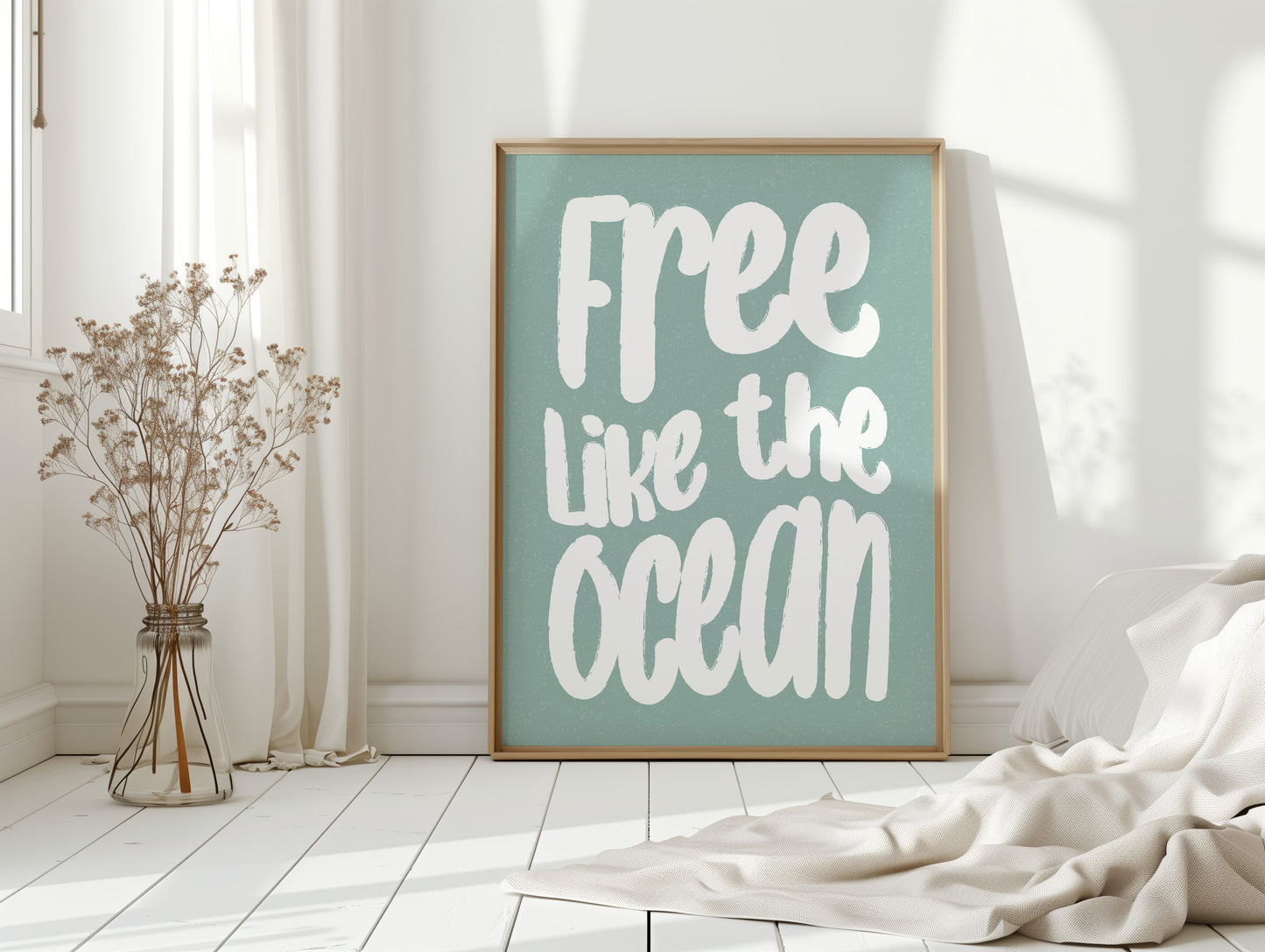 Seafoam Letters Spark Wild Freedom