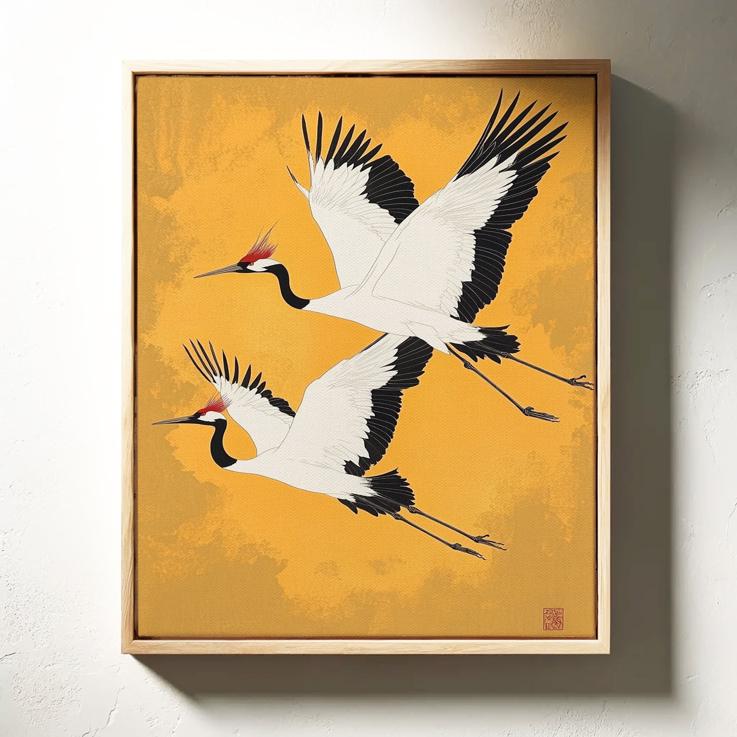 Japanese Red-Crowned Cranes – Elegant Minimalist Wall Art