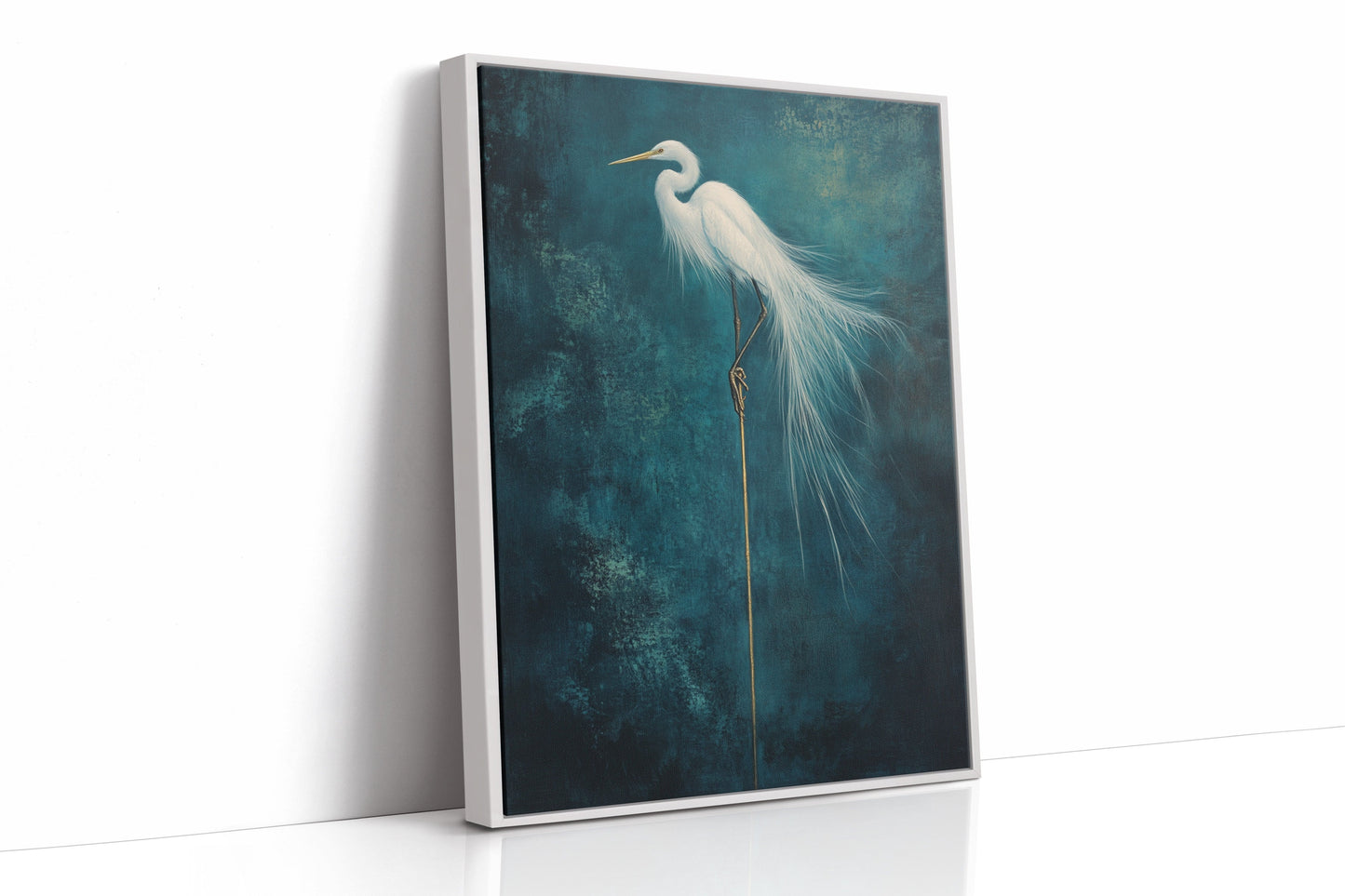 White Egret Wall Art – Elegant Minimalist Bird Print, Coastal Decor