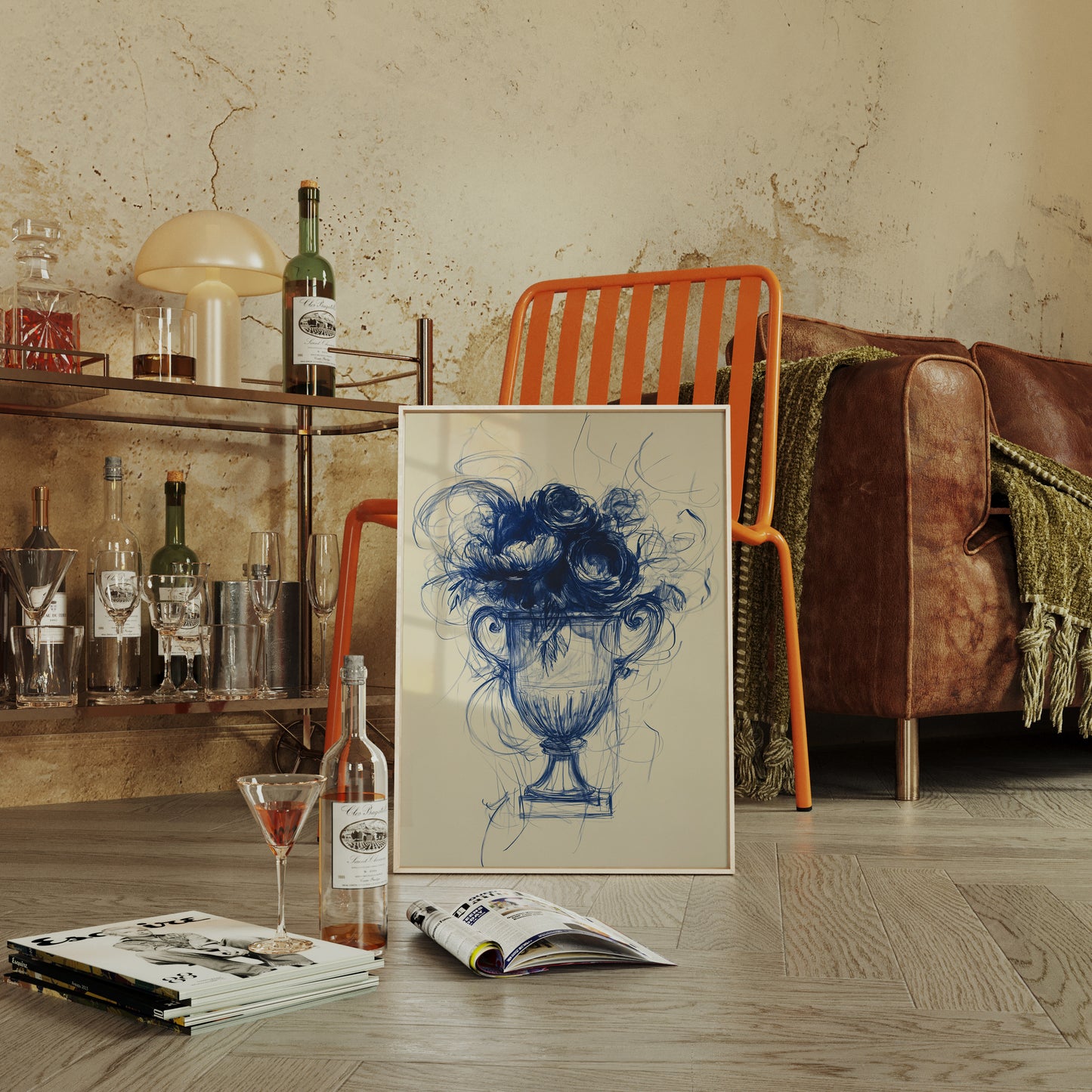 Indigo Roses Dance In Crystal Urn