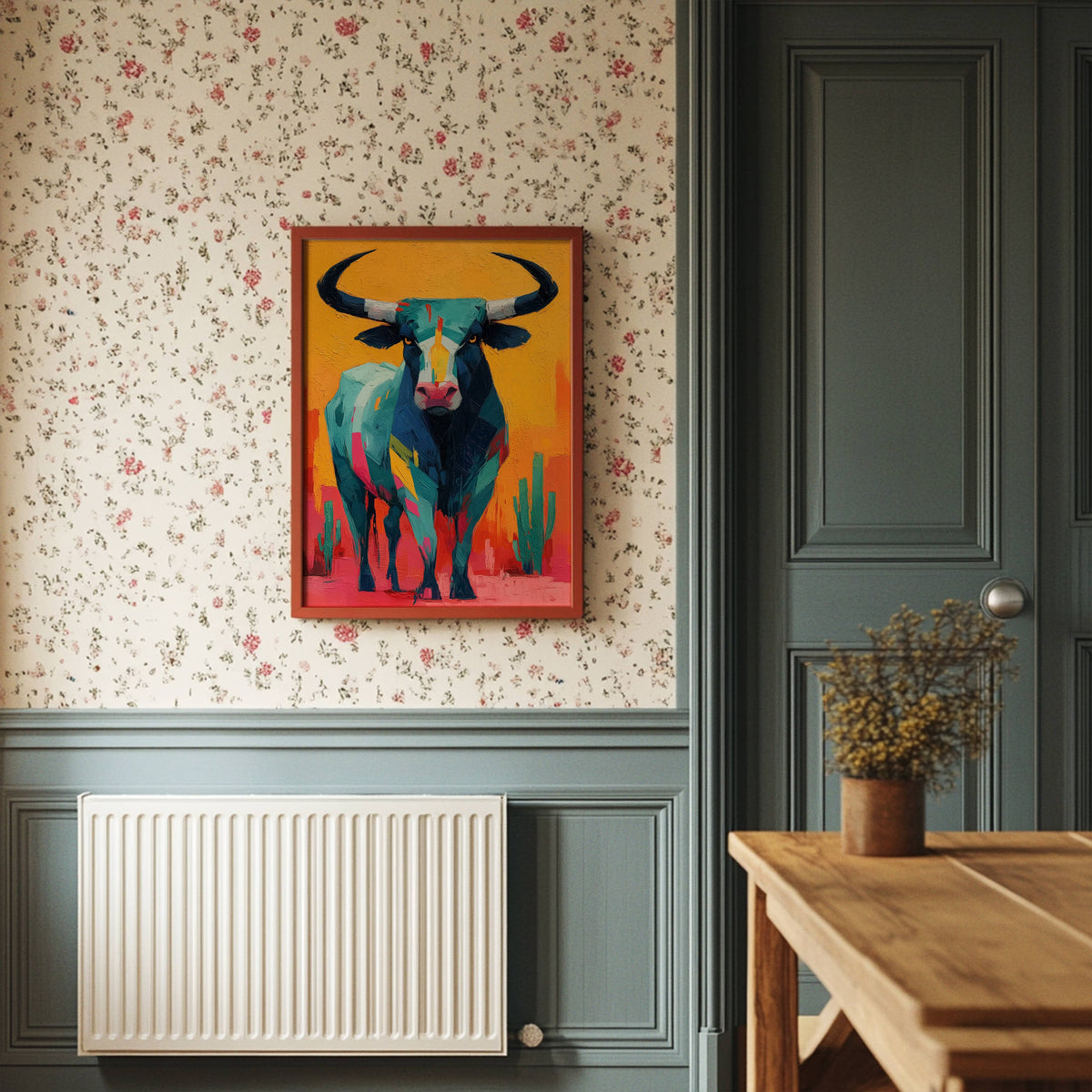 Turquoise Bull Meets Desert Dawn